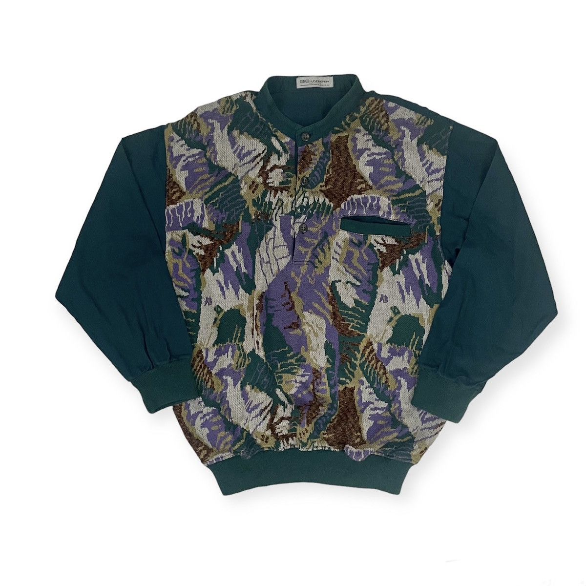 image of Aran Isles Knitwear x Lindbergh Vintage 90's Lindbergh Abstract Landscape Embroidery Mohair in Gree