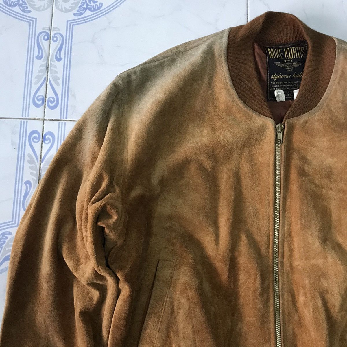 Leather Vtg Sun Faded Mark Kurtis Cow Leather Jacket Size US M / EU 48-50 / 2 - 6 Thumbnail