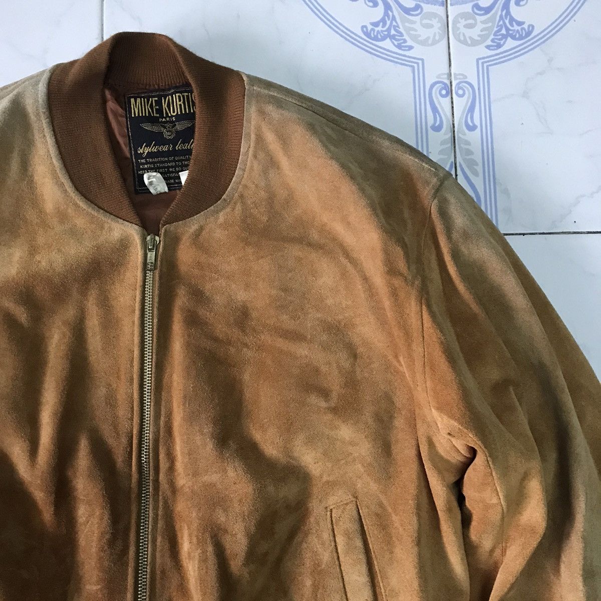 Leather Vtg Sun Faded Mark Kurtis Cow Leather Jacket Size US M / EU 48-50 / 2 - 5 Thumbnail
