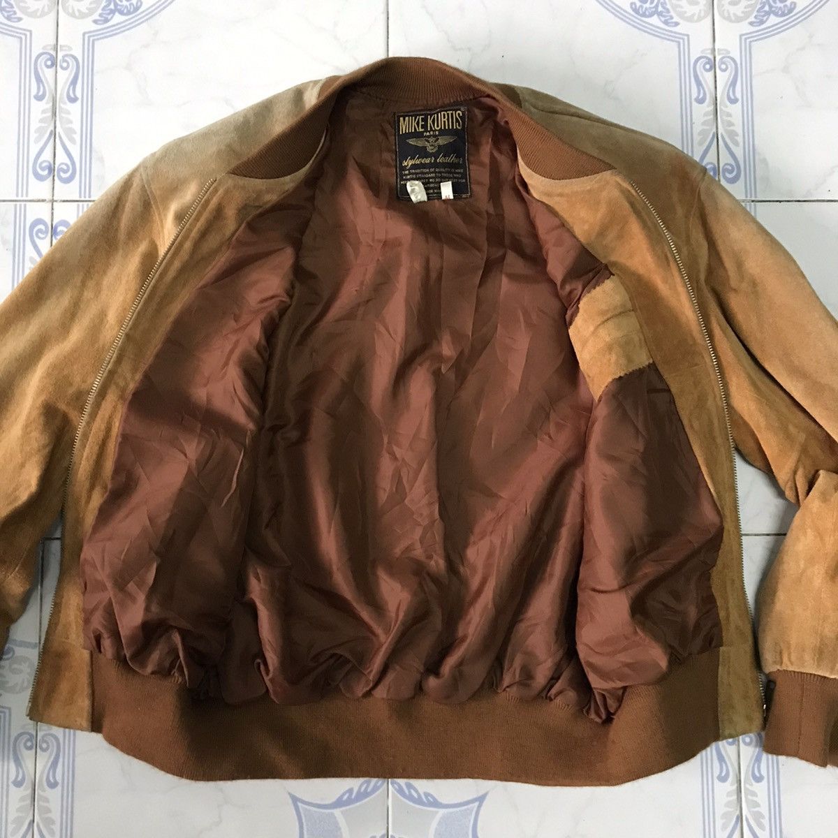 Leather Vtg Sun Faded Mark Kurtis Cow Leather Jacket Size US M / EU 48-50 / 2 - 15 Thumbnail
