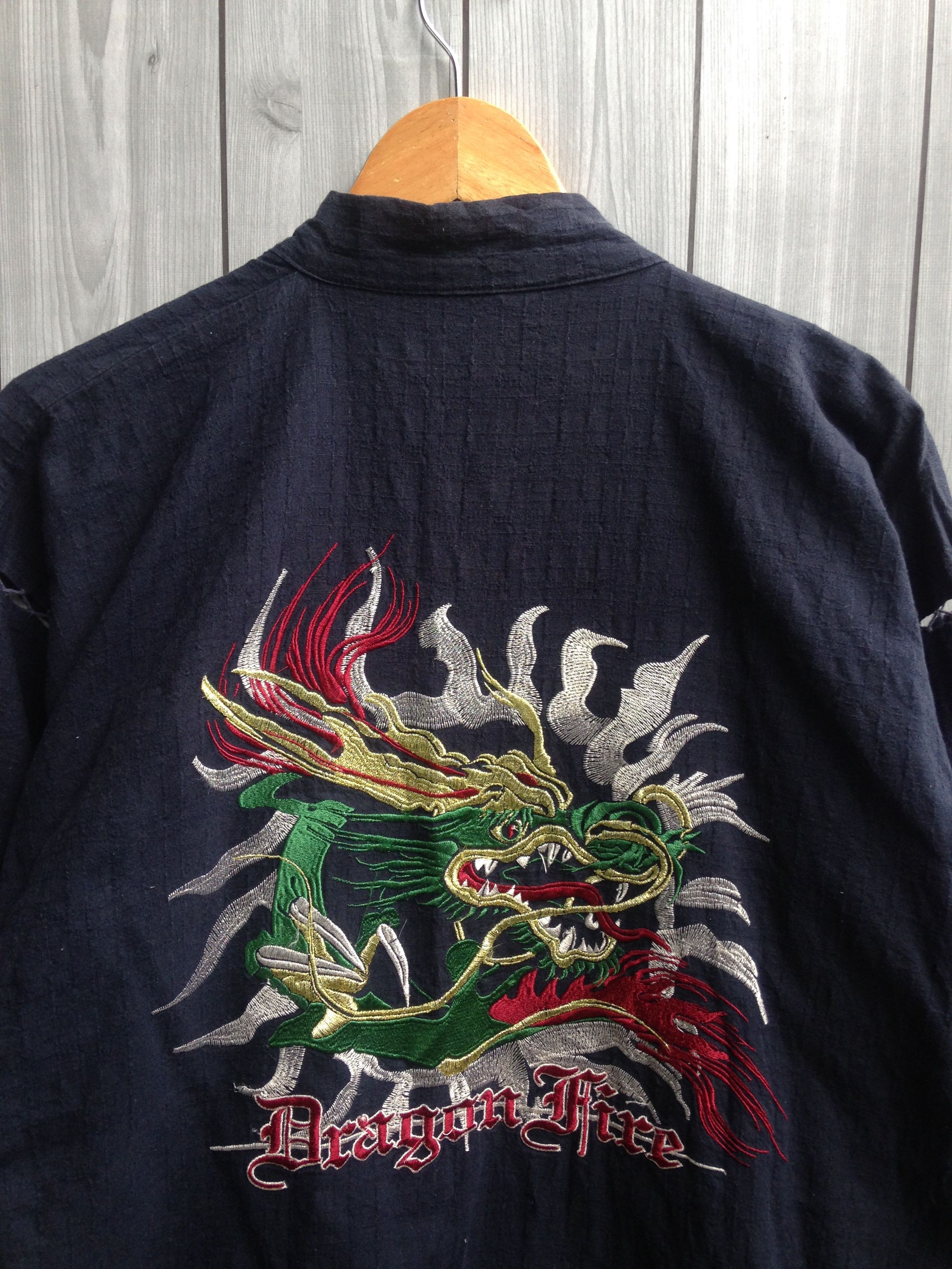 Japanese Brand Dragon Fire Embroidered Graphic Kimono Size US L / EU 52-54 / 3 - 3 Thumbnail