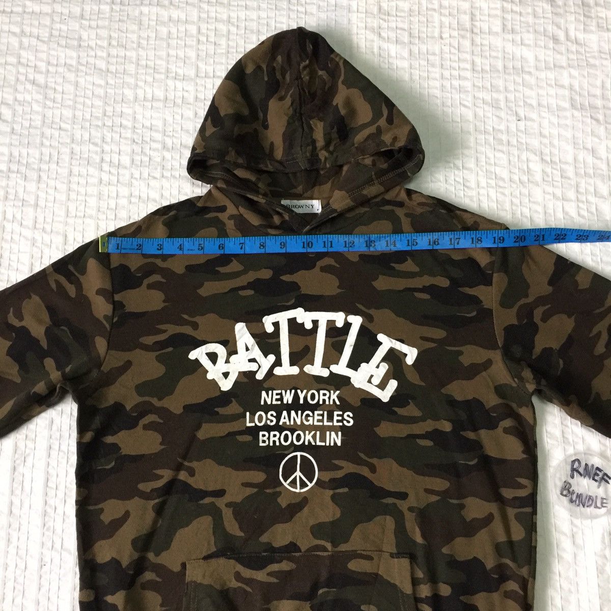 Japanese Brand Browny hoodie camouflage spellout Battle New York Size US M / EU 48-50 / 2 - 12 Thumbnail