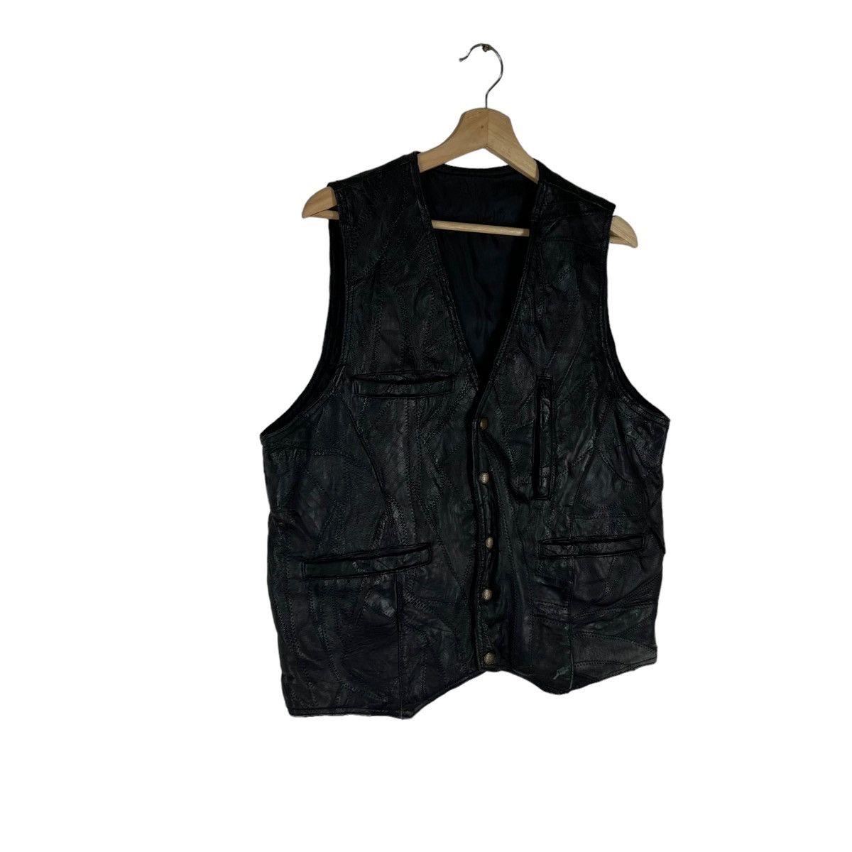 Japanese Brand VINTAGE LEATHER VEST PATCH WORK DESIGN JAPAN MADE Size US M / EU 48-50 / 2 - 5 Thumbnail