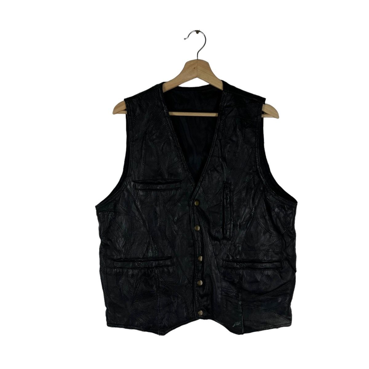 Japanese Brand VINTAGE LEATHER VEST PATCH WORK DESIGN JAPAN MADE Size US M / EU 48-50 / 2 - 1 Thumbnail