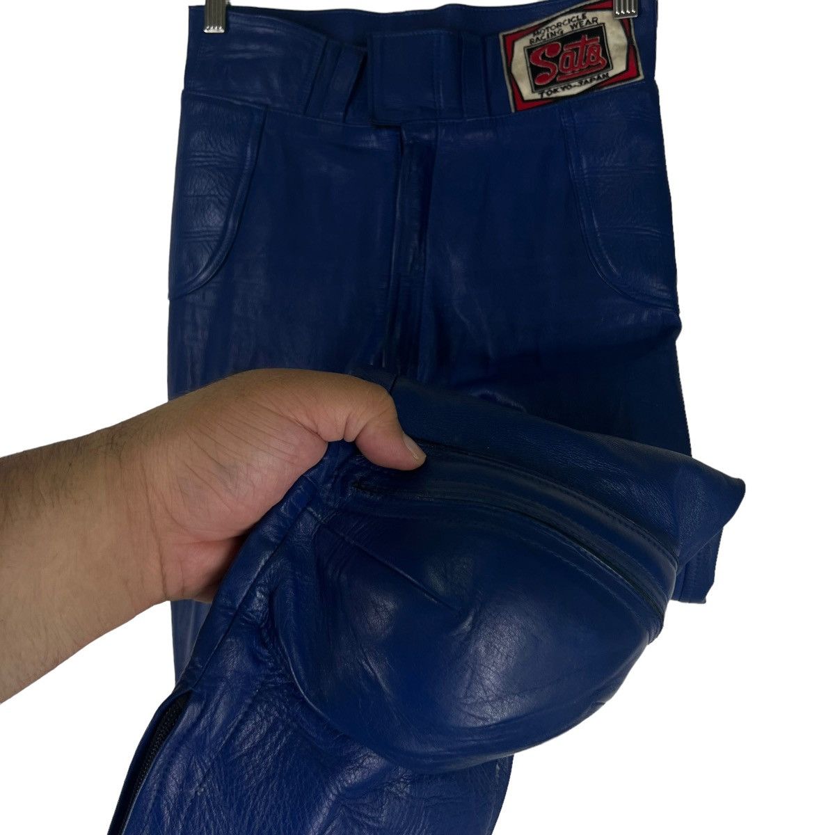 Genuine Leather VINTAGE MOTORCYCLE RACING WEAR SATO TOKYO JAPAN LEATHER PANT Size US 28 / EU 44 - 10 Thumbnail