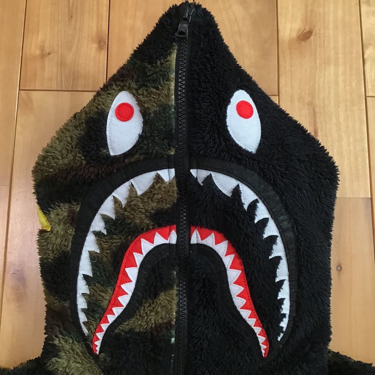 Bape BAPE Boar shark full zip hoodie black × 1st camo green Size US M / EU 48-50 / 2 - 4 Thumbnail