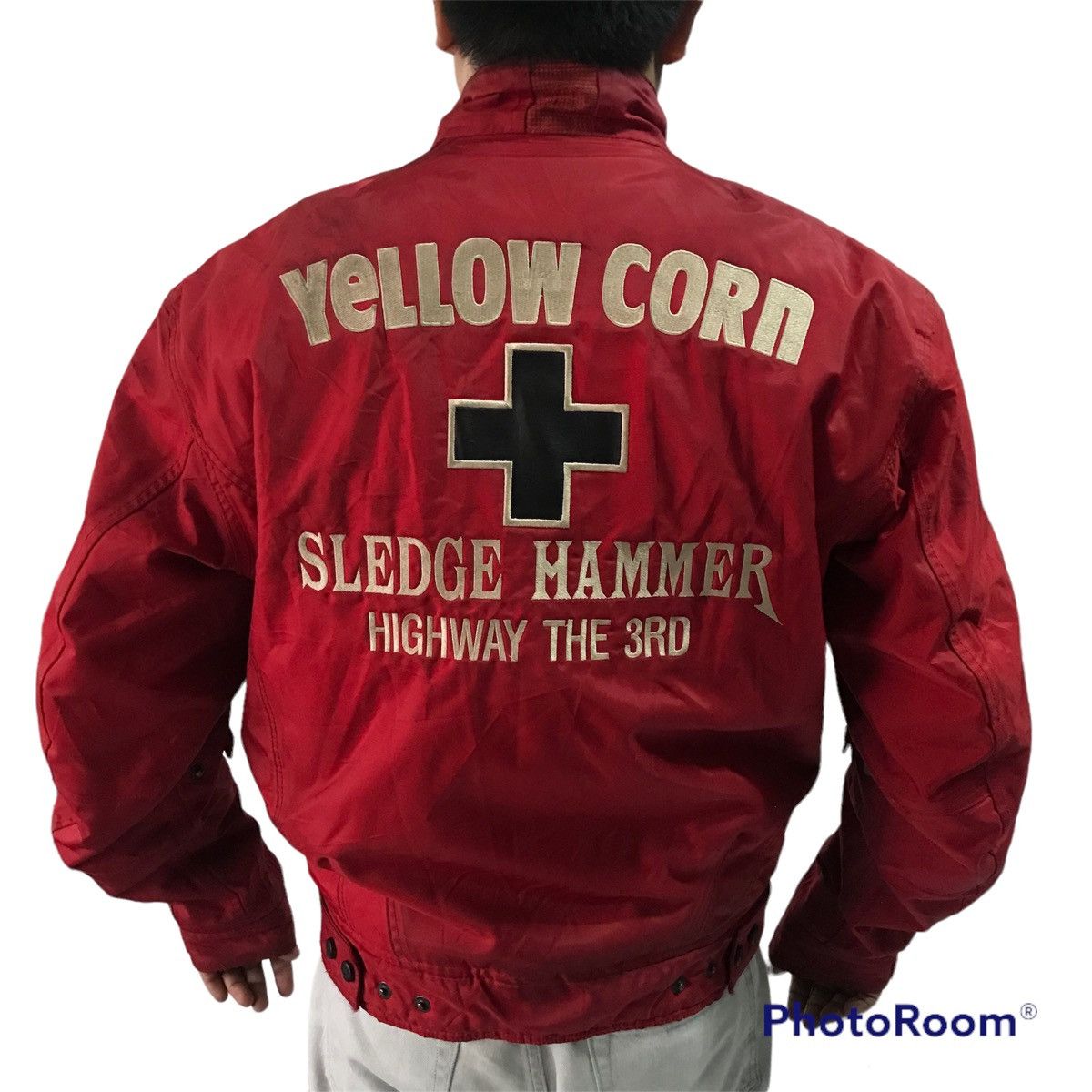 Yellow corn motorsports equipment bomber style jacket