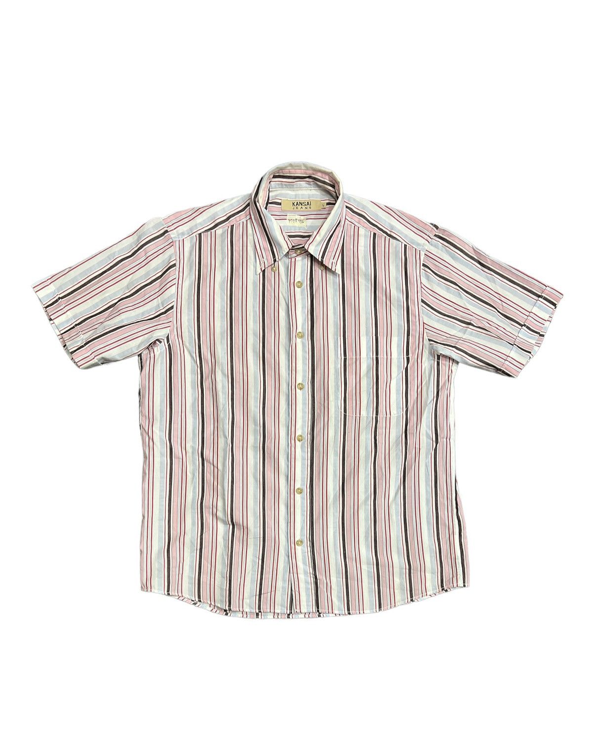 image of Kansai Yamamoto Kansai Jeans Short Shirt in Stripe, Men's (Size Large)