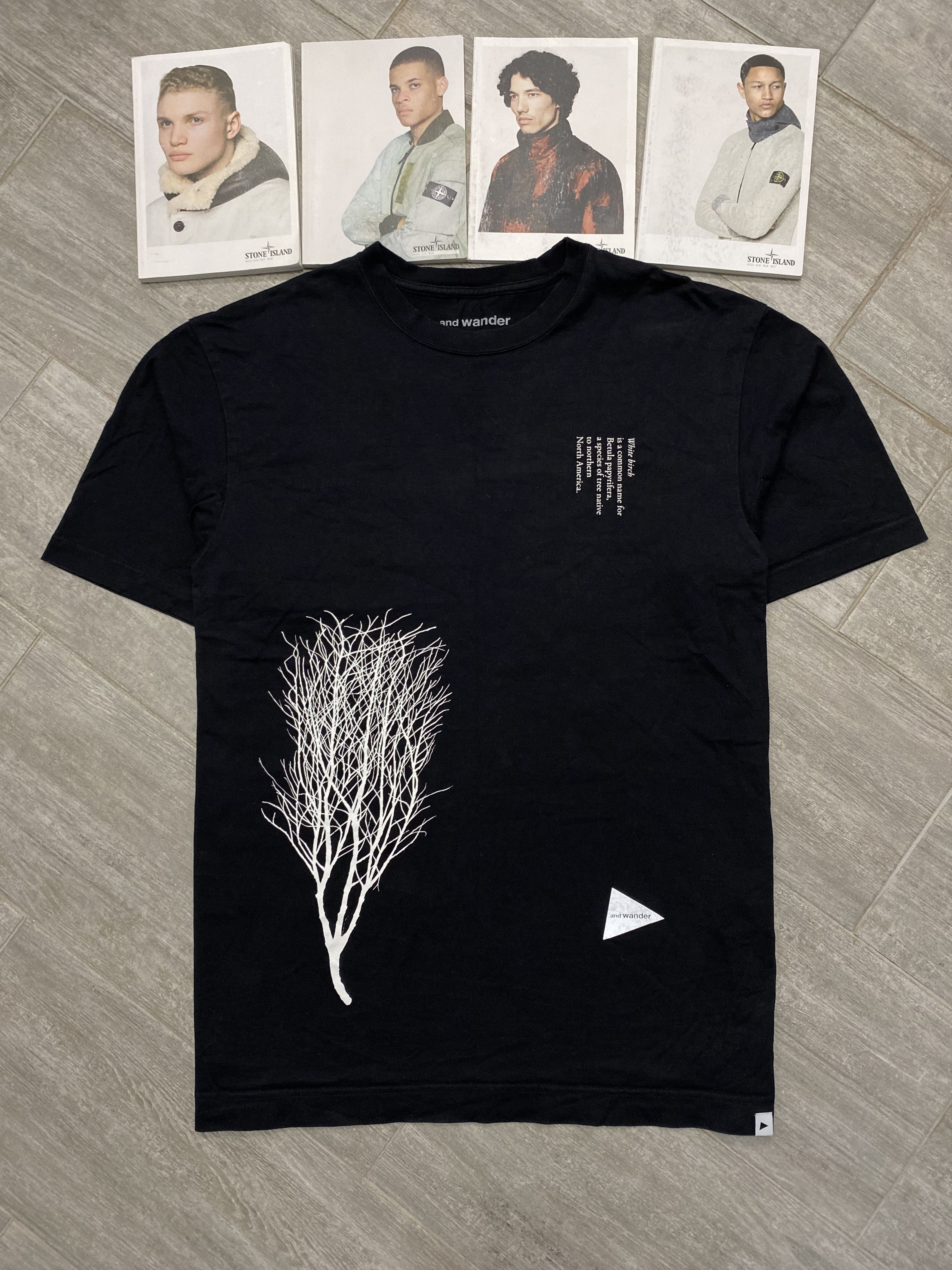 image of And Wander Tree Oversize T-Shirt in Black, Men's (Size Large)