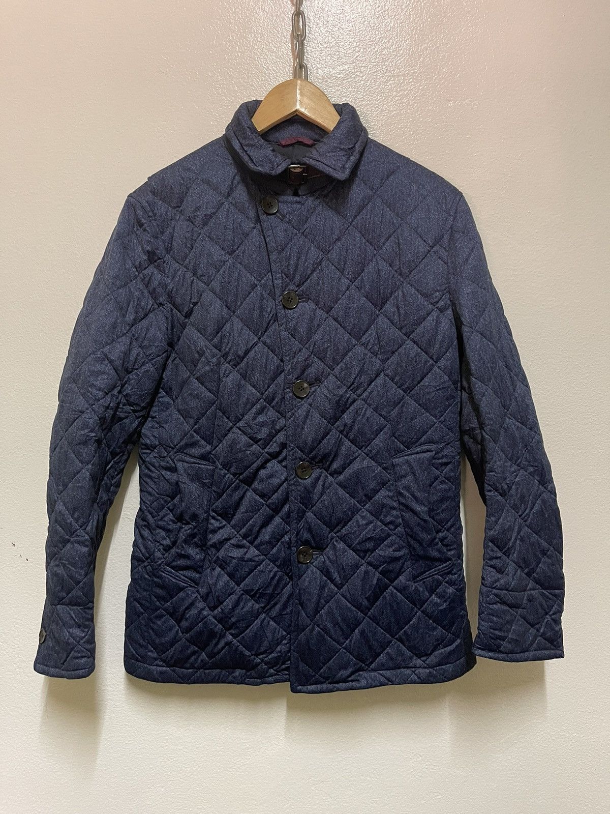 image of Monsieur Nicole Quilted Button Jacket in Navy, Men's (Size Medium)