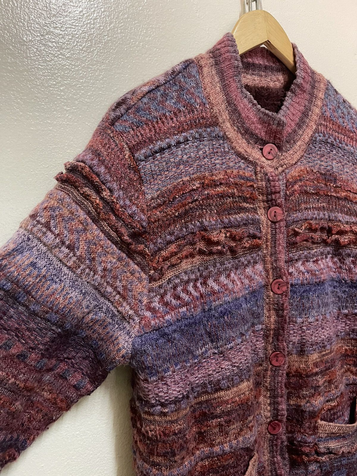 Japanese Brand Rare Mohair Button Sweater Multicolour Size M / US 6-8 / IT 42-44 - 2 Thumbnail