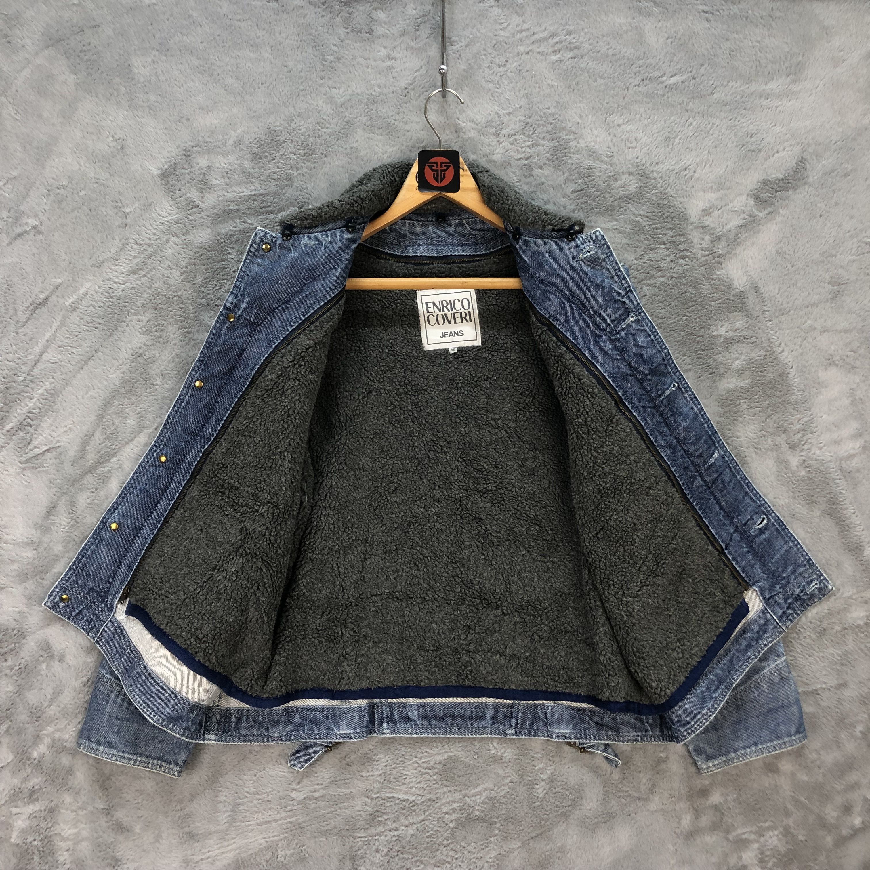 Enrico Coveri ENRICO COVERI JEANS SHERPA DENIM JACKET #6273-57 Size US XXS / EU 40 - 8 Thumbnail