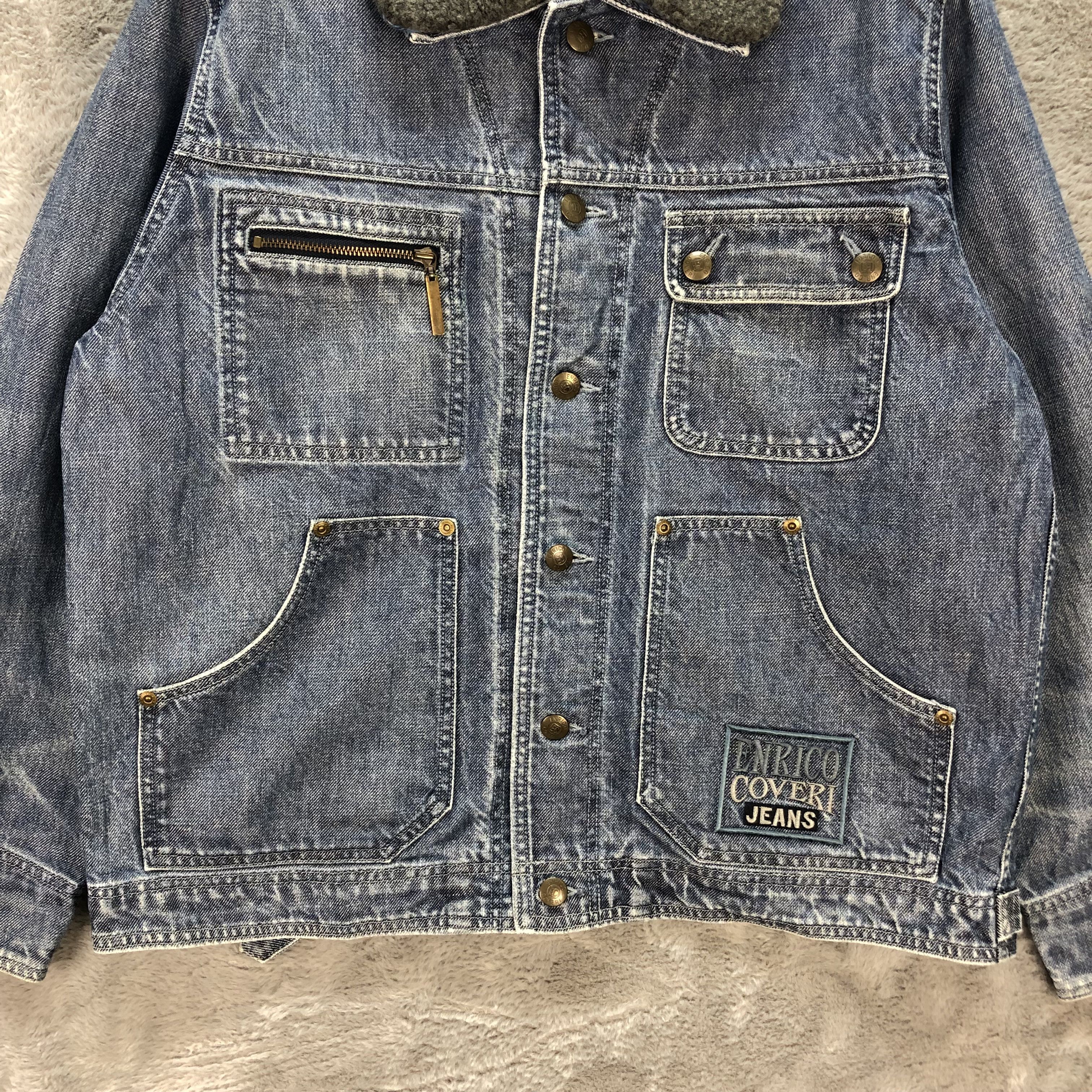 Enrico Coveri ENRICO COVERI JEANS SHERPA DENIM JACKET #6273-57 Size US XXS / EU 40 - 3 Thumbnail