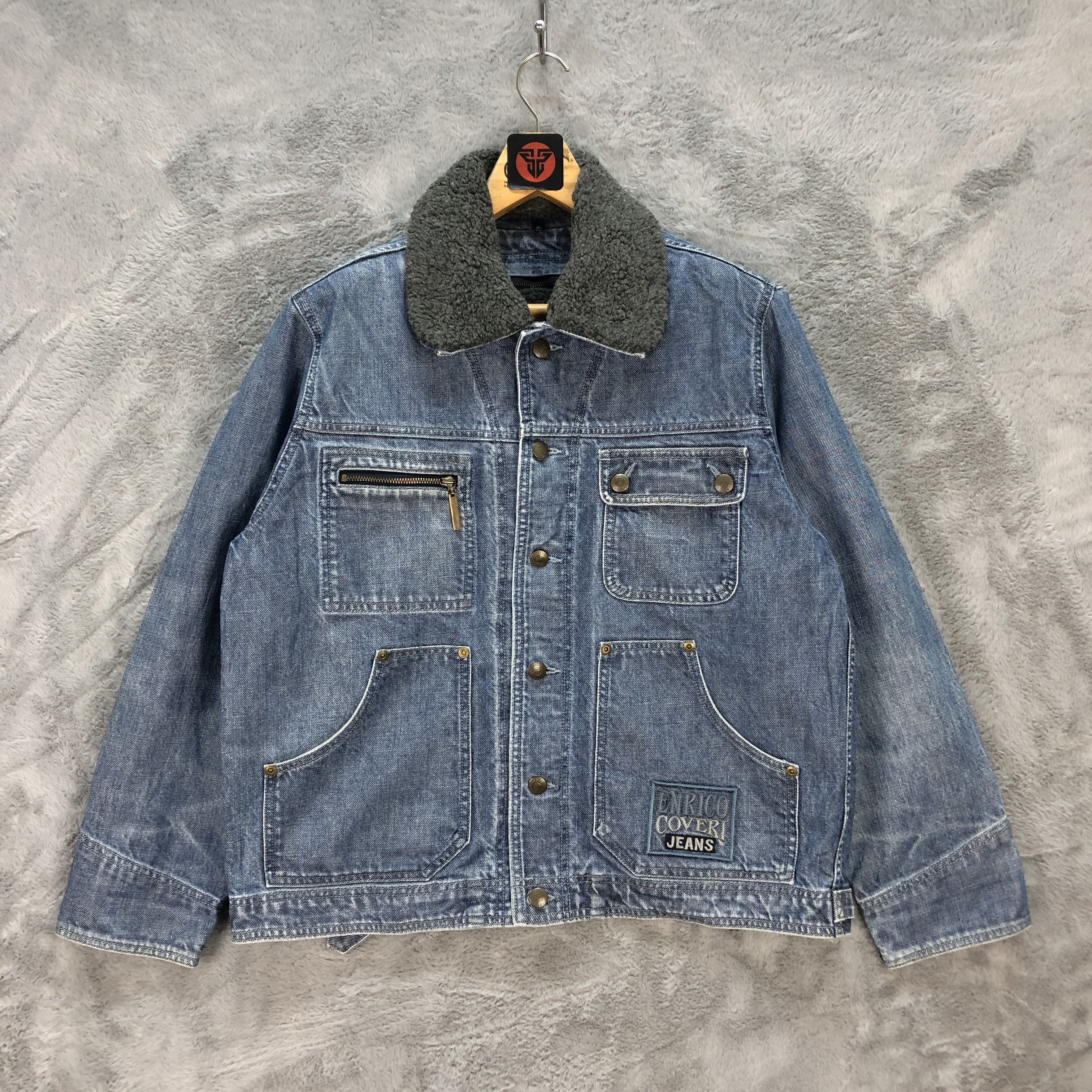 Enrico Coveri ENRICO COVERI JEANS SHERPA DENIM JACKET #6273-57 Size US XXS / EU 40 - 1 Thumbnail