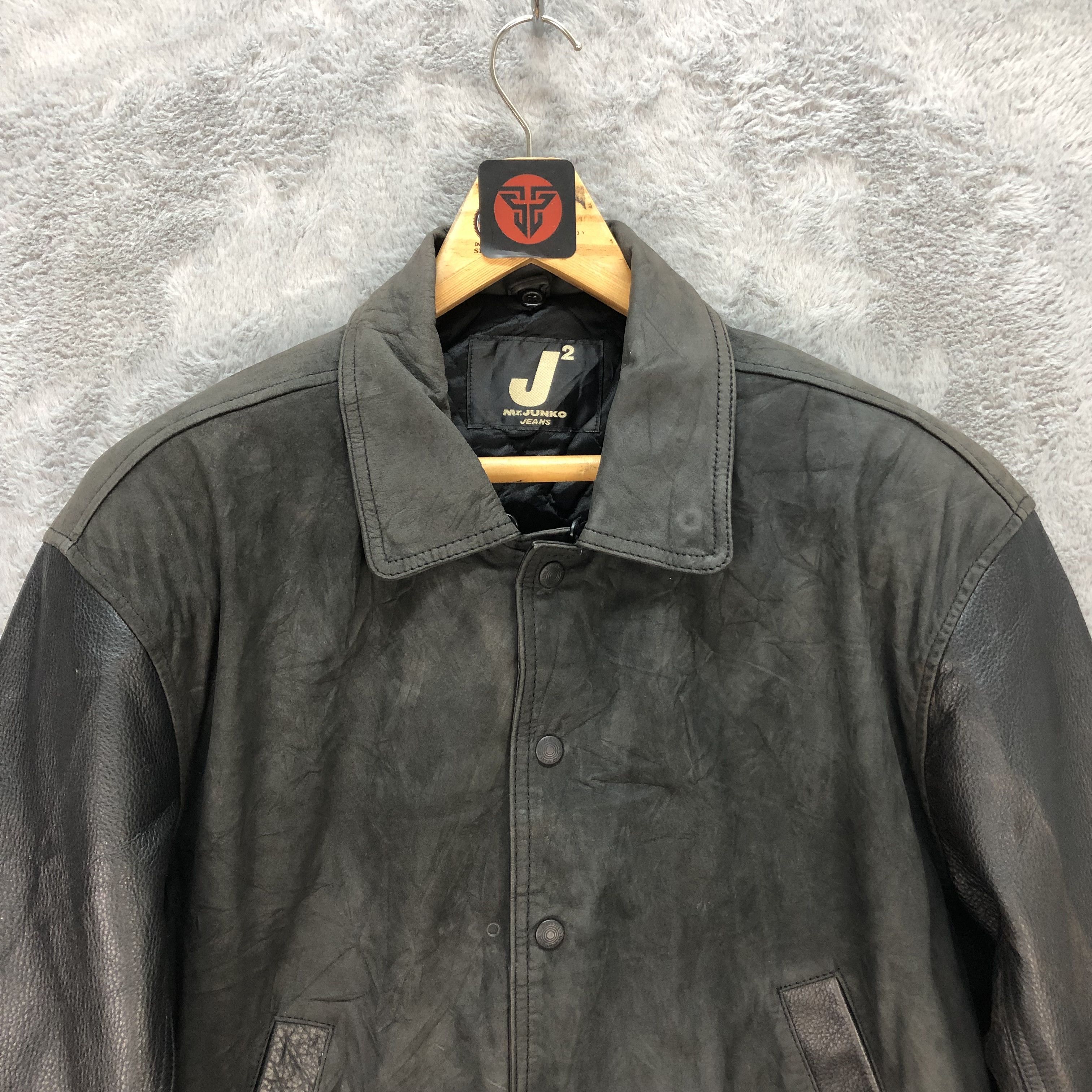 Mr. Junko RARE🔥 MR JUNKO JEANS BIG LOGO LEATHER JACKET #6257-56 Size US M / EU 48-50 / 2 - 4 Thumbnail