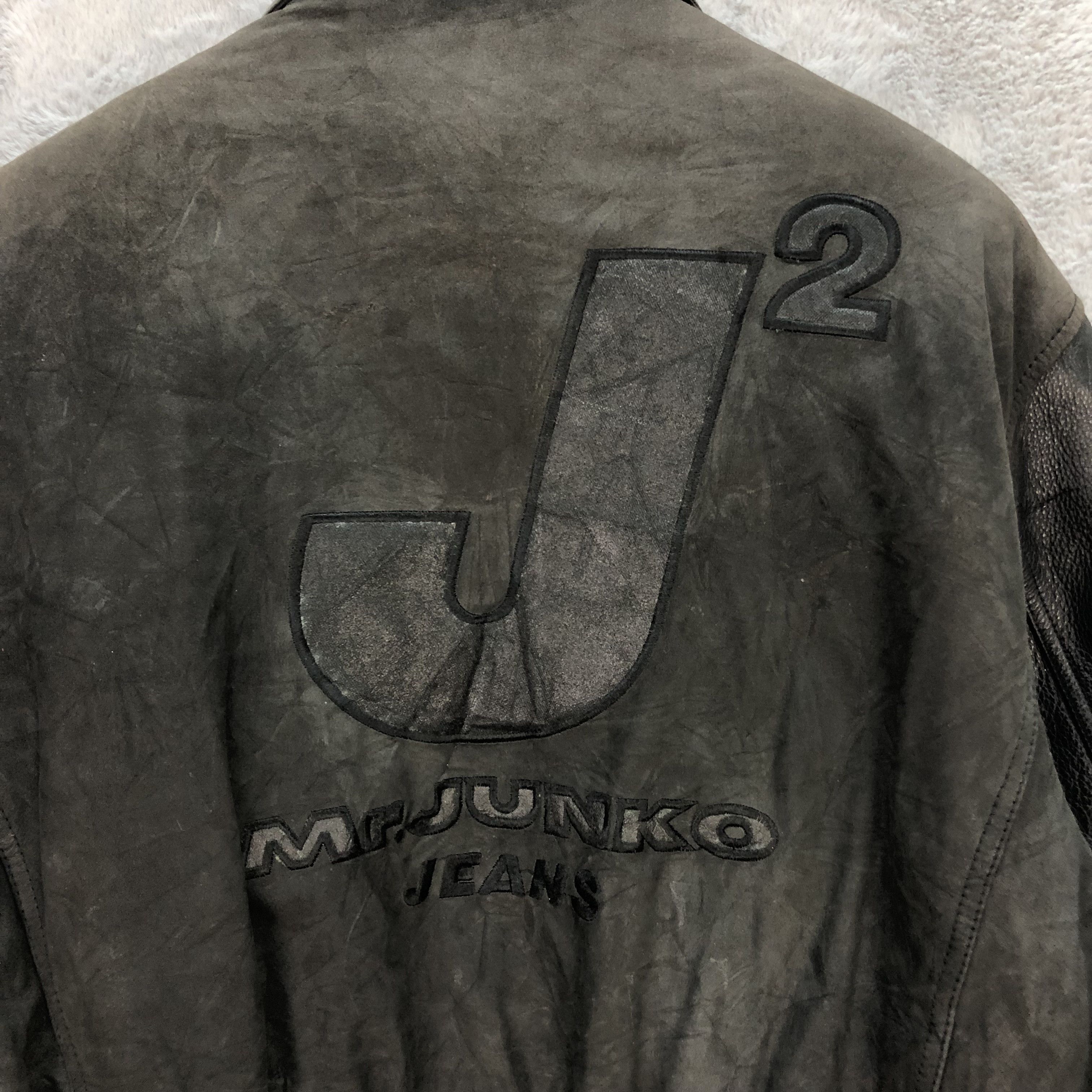 Mr. Junko RARE🔥 MR JUNKO JEANS BIG LOGO LEATHER JACKET #6257-56 Size US M / EU 48-50 / 2 - 2 Thumbnail