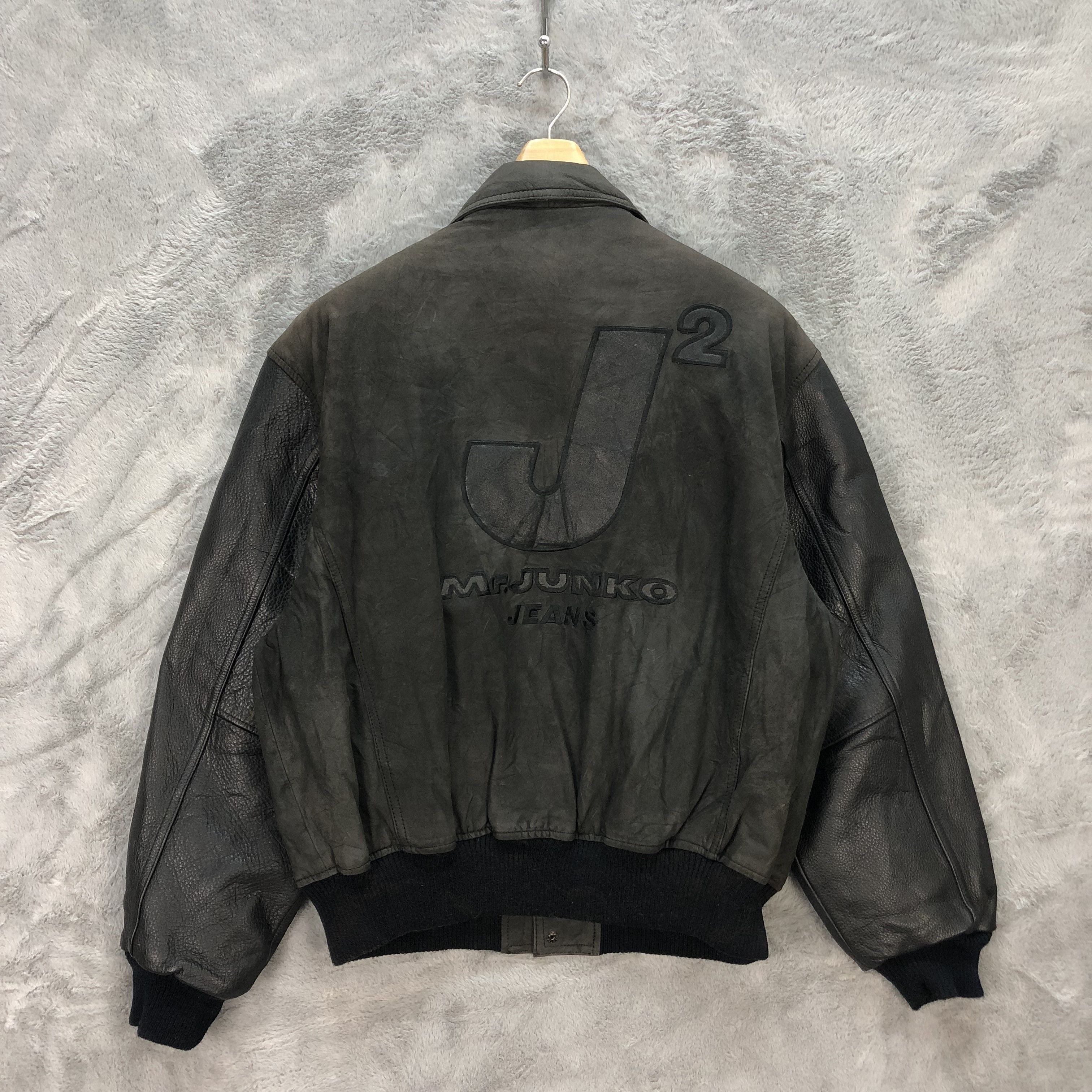 RARE🔥 MR JUNKO JEANS BIG LOGO LEATHER JACKET #6257-56