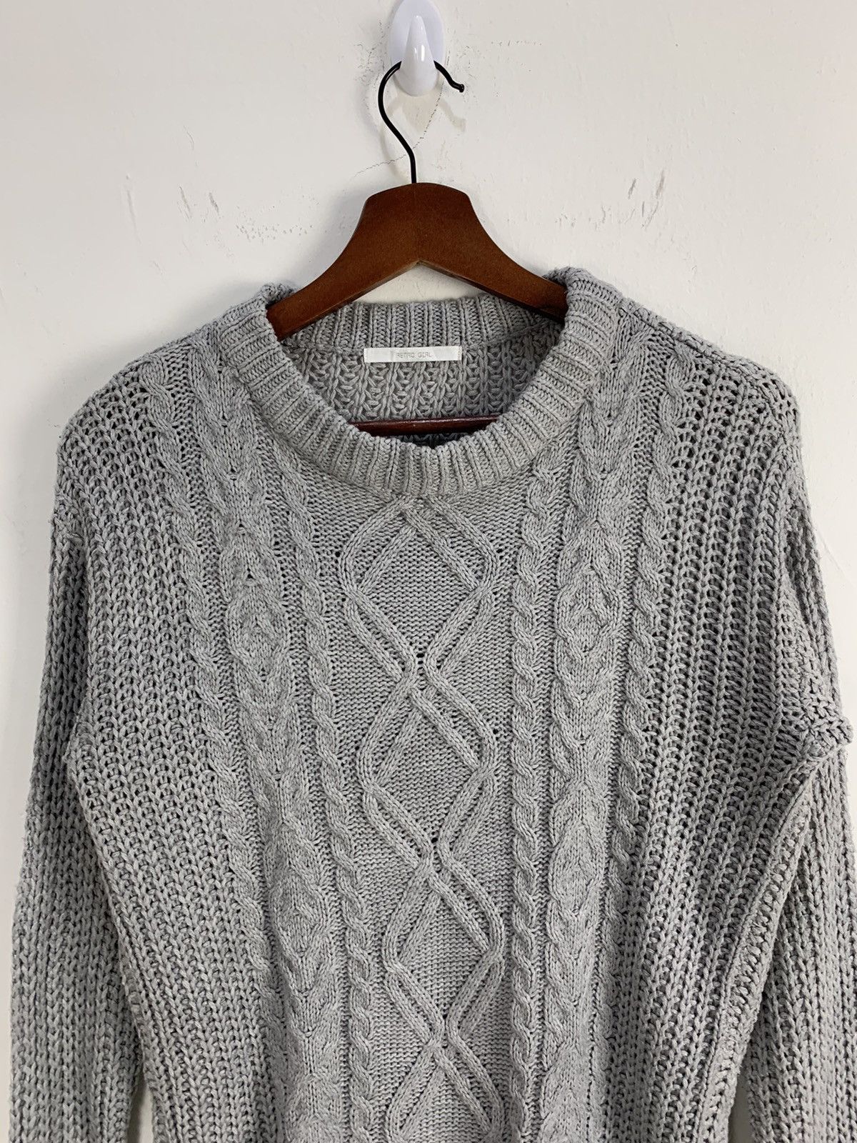 Aran Isles Knitwear × Designer RETROGIRL Transparent MeshNet Cable Knitwear Sweater Jumper Size M / US 6-8 / IT 42-44 - 3 Thumbnail