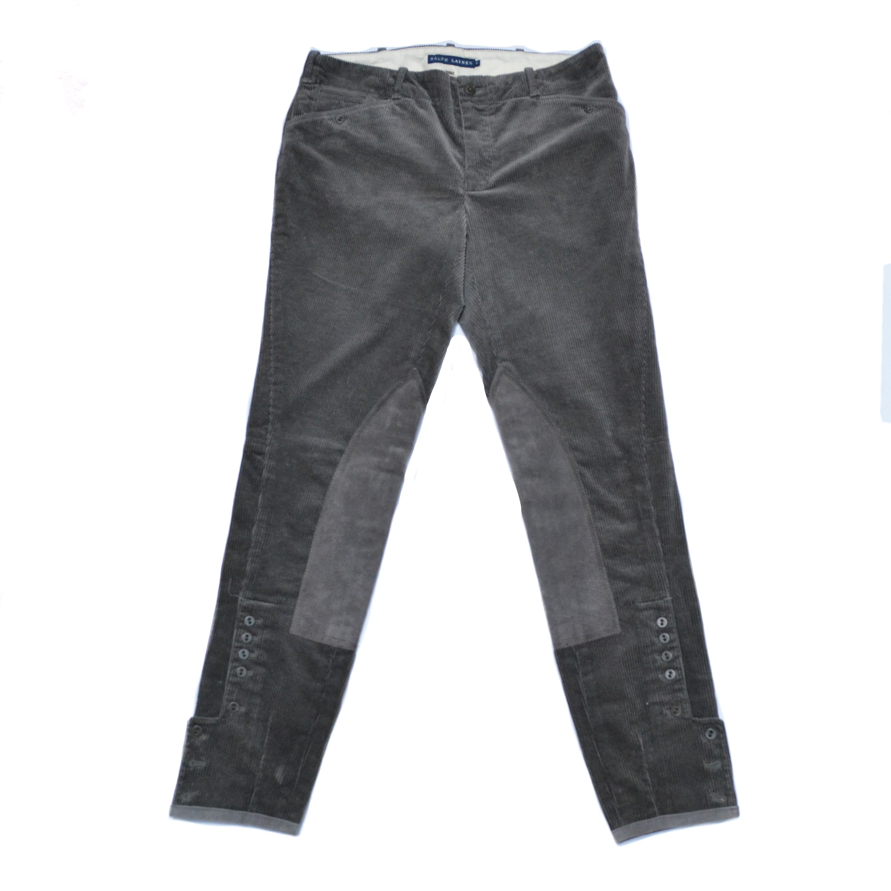Ralph Lauren Equestrian Corduroy Leather Gray Pants
