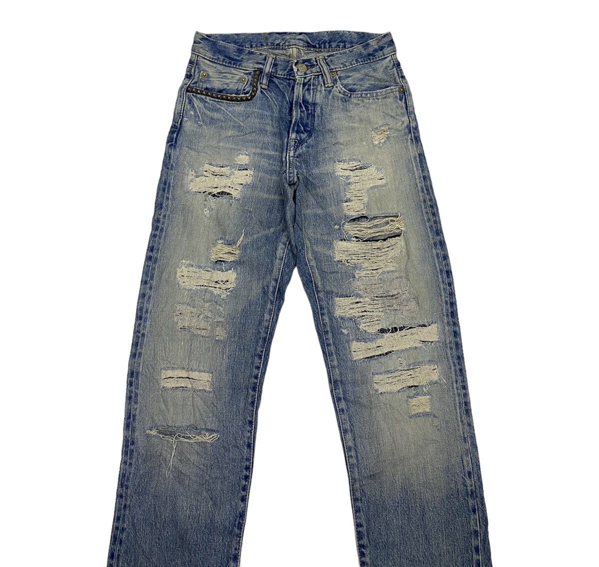Hysteric Glamour HYSTERIC GLAMOUR SELVEDGE DISTRESSED STUDDED DENIM JEANS Size US 27 - 3 Thumbnail
