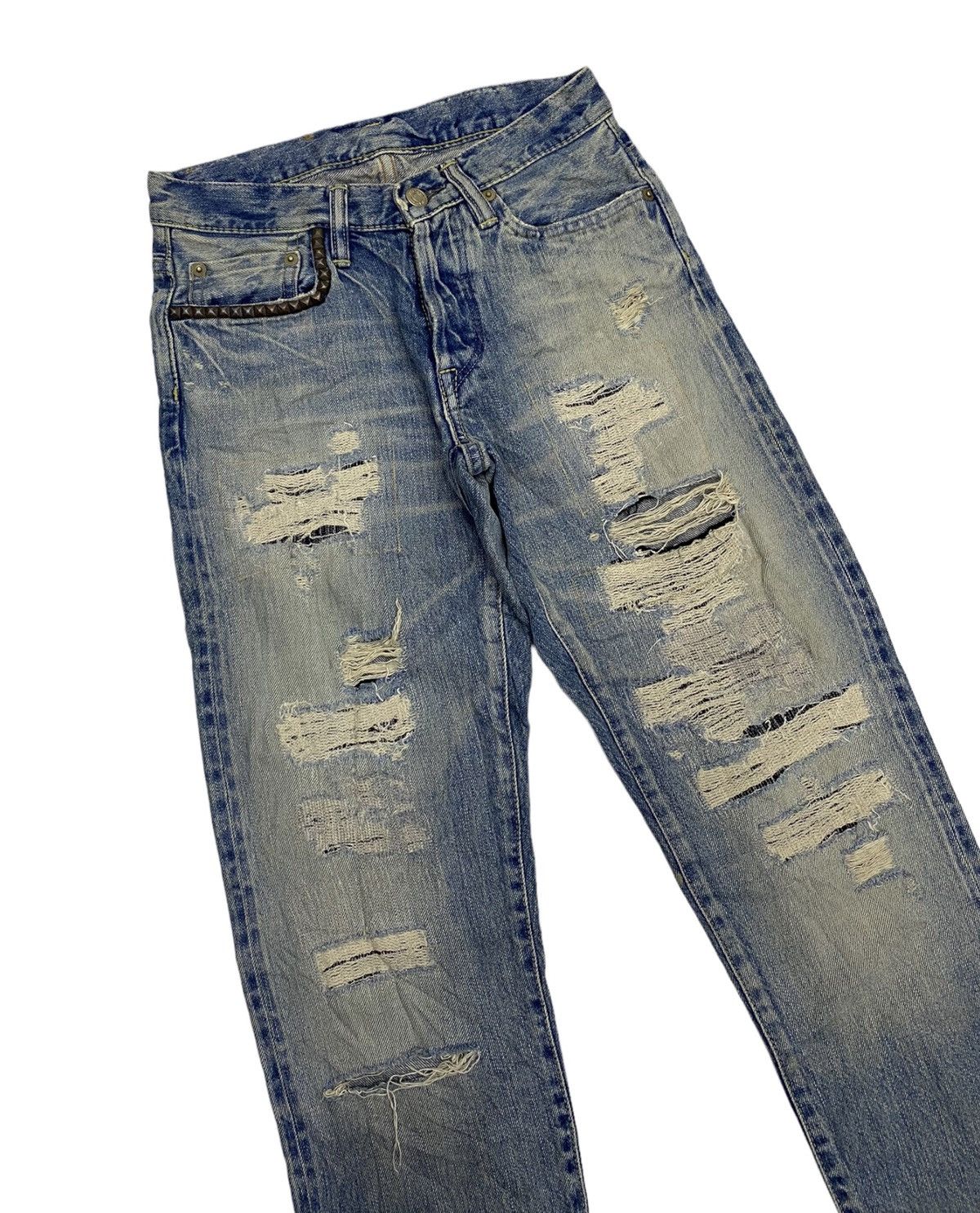 Hysteric Glamour HYSTERIC GLAMOUR SELVEDGE DISTRESSED STUDDED DENIM JEANS Size US 27 - 7 Thumbnail