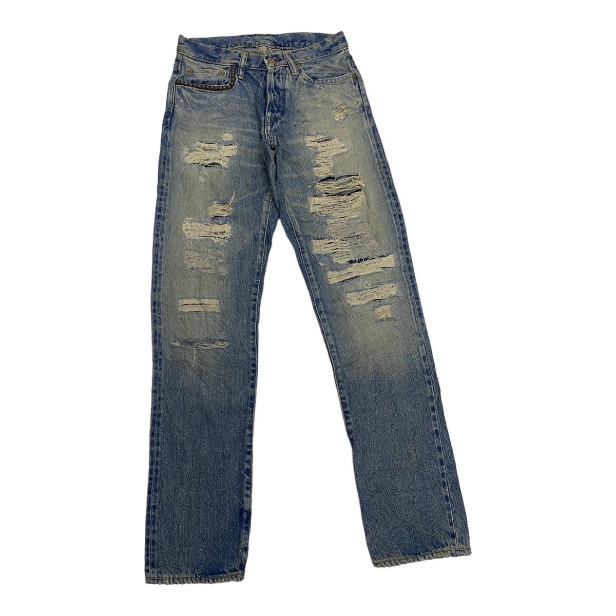 Hysteric Glamour HYSTERIC GLAMOUR SELVEDGE DISTRESSED STUDDED DENIM JEANS Size US 27 - 9 Thumbnail