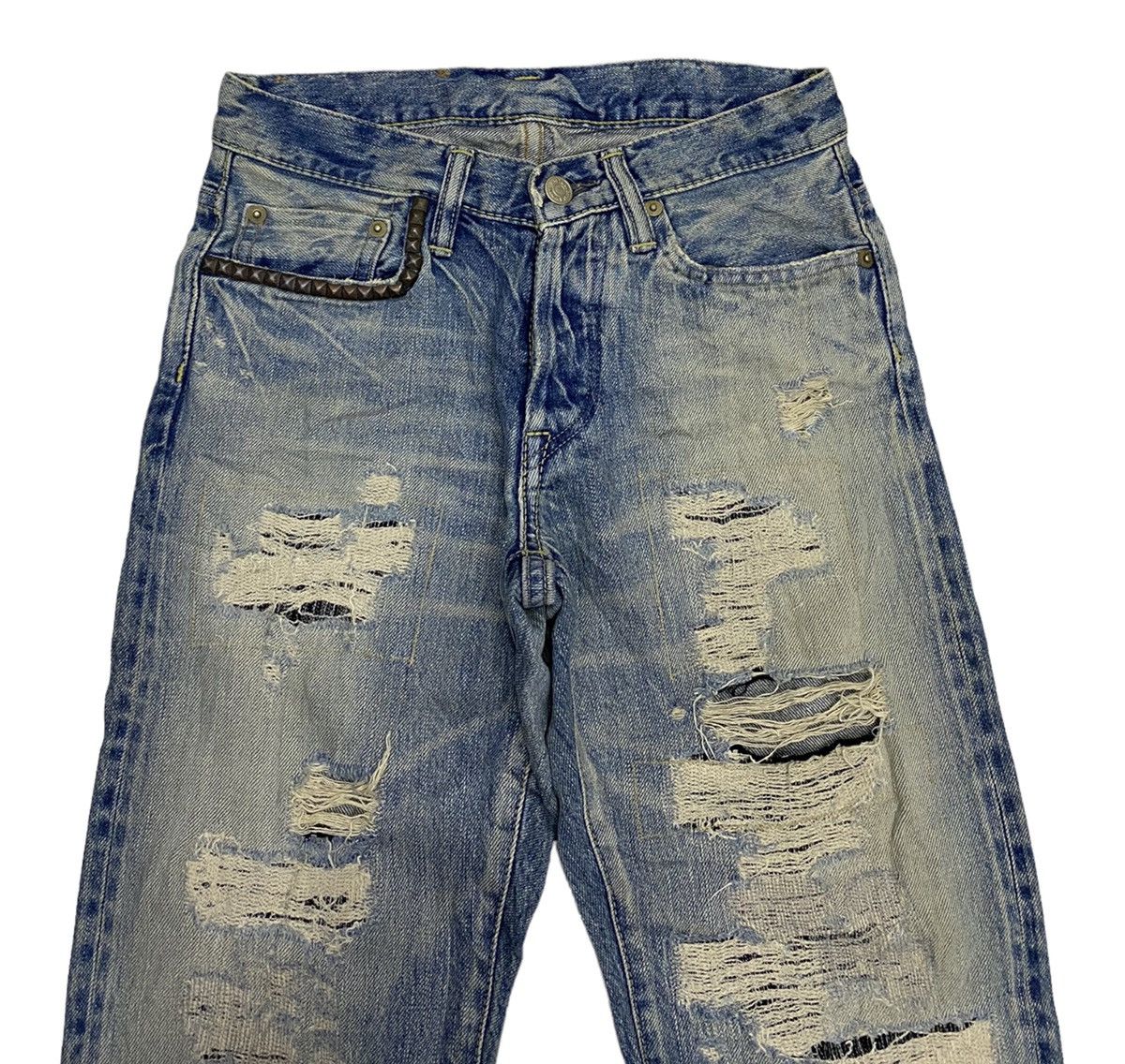 Hysteric Glamour HYSTERIC GLAMOUR SELVEDGE DISTRESSED STUDDED DENIM JEANS Size US 27 - 4 Thumbnail