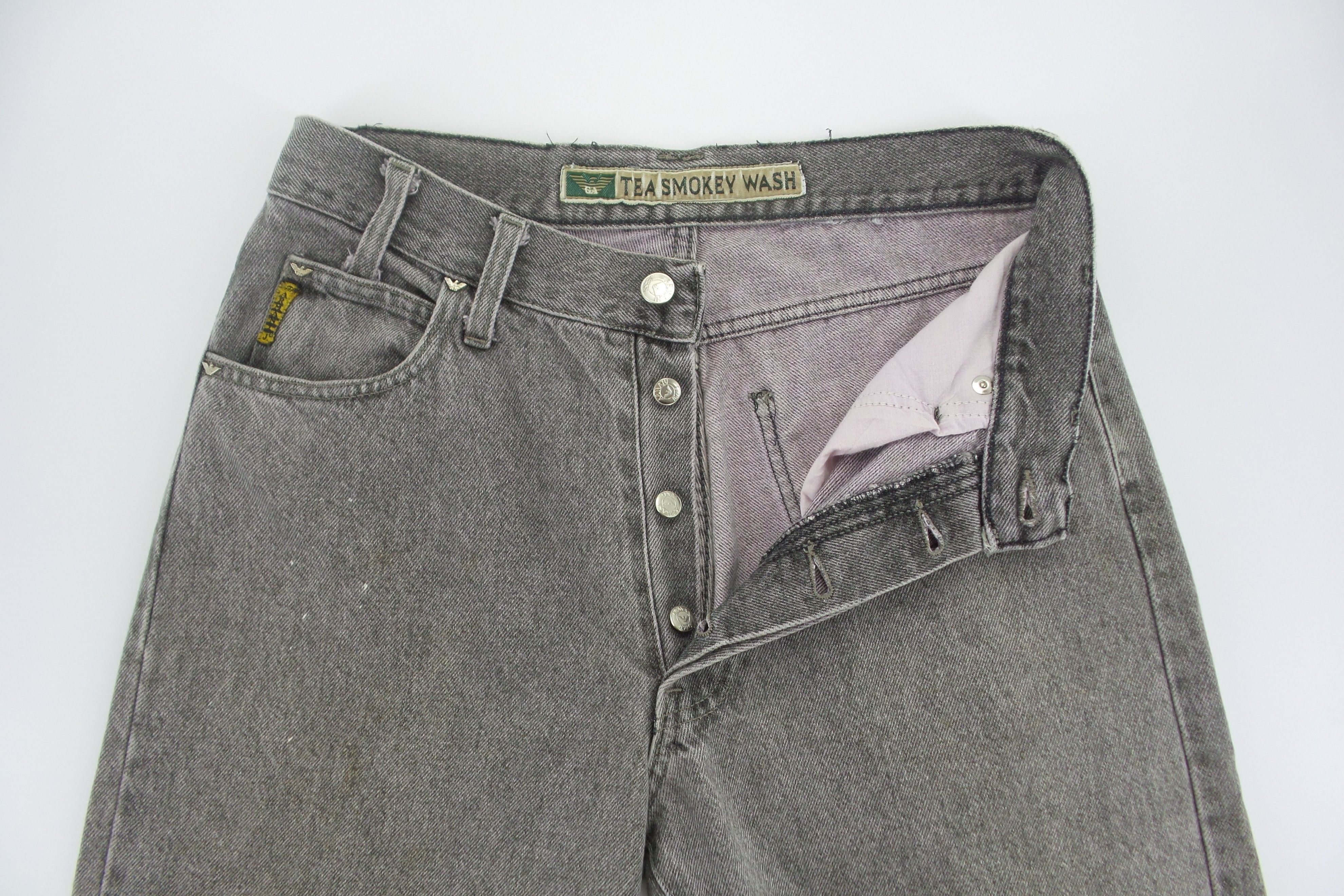 Designer × Giorgio Armani Giorgio Armani 'Tea Smokey Wash' Button Fly Jeans W30xL38.5 Size US 29 - 2 Thumbnail