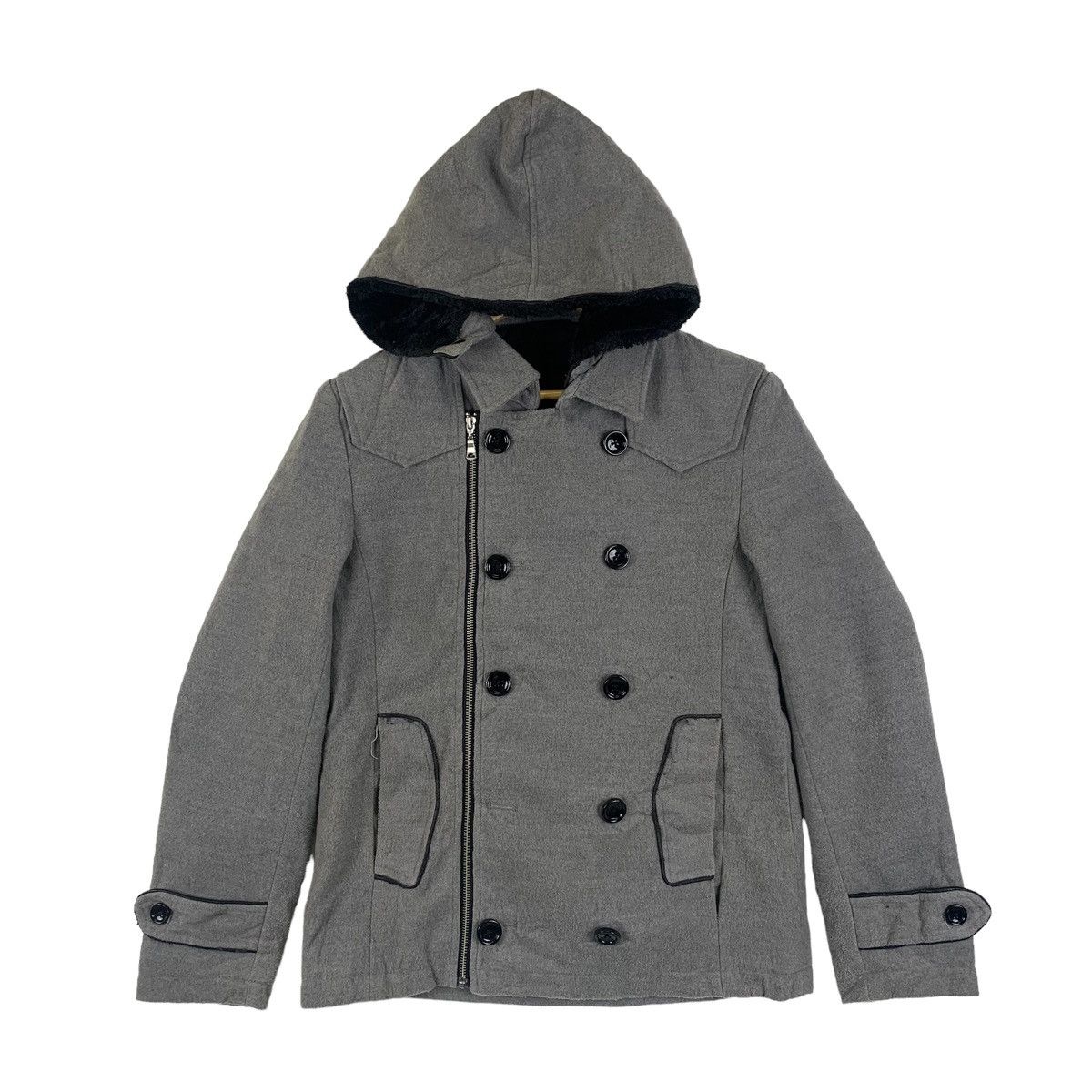 Japanese Brand × Vintage SEMANTIC DESIGN Japanese Brand Wool Hoodie Coats Jacket Size US S / EU 44-46 / 1 - 1 Thumbnail
