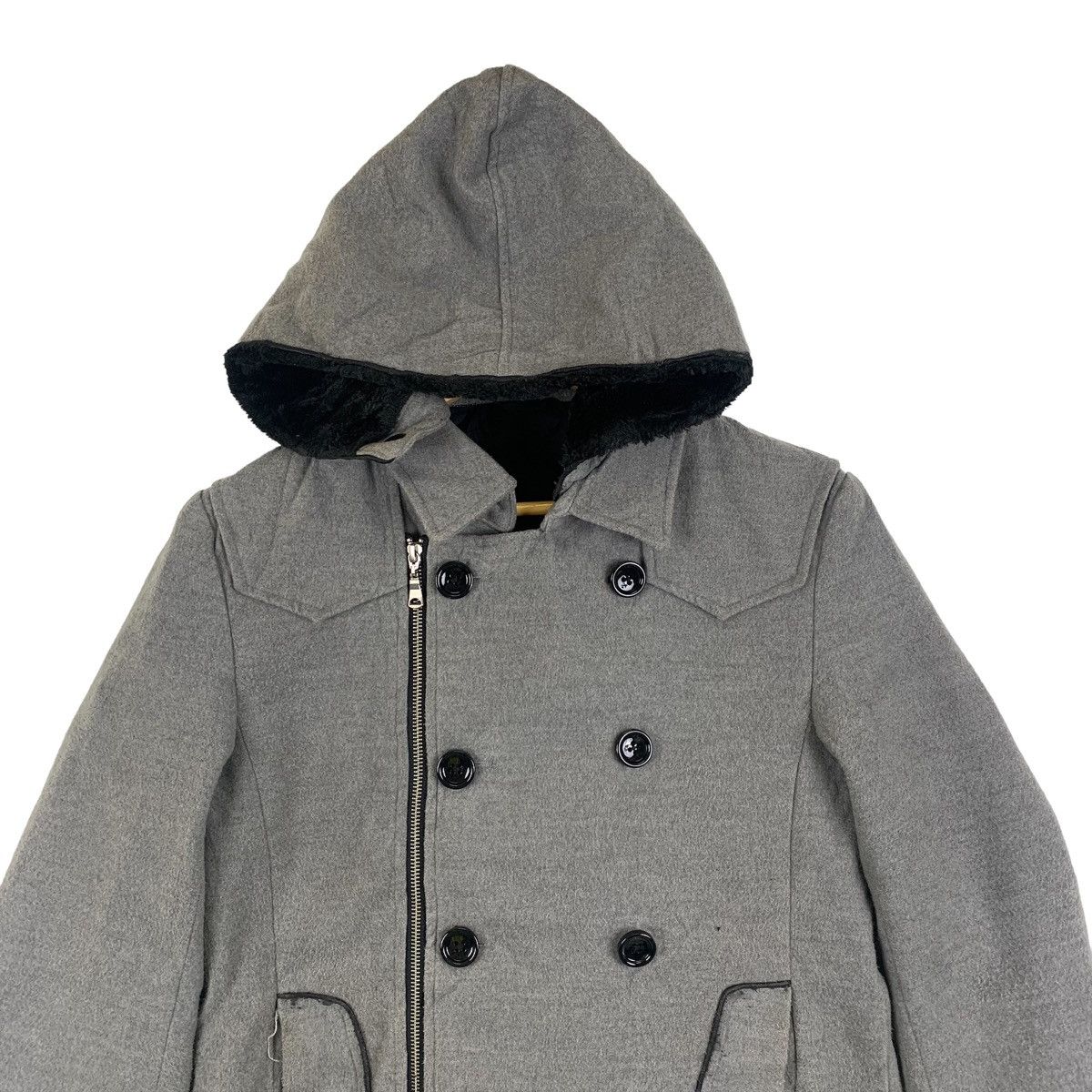 Japanese Brand × Vintage SEMANTIC DESIGN Japanese Brand Wool Hoodie Coats Jacket Size US S / EU 44-46 / 1 - 5 Thumbnail