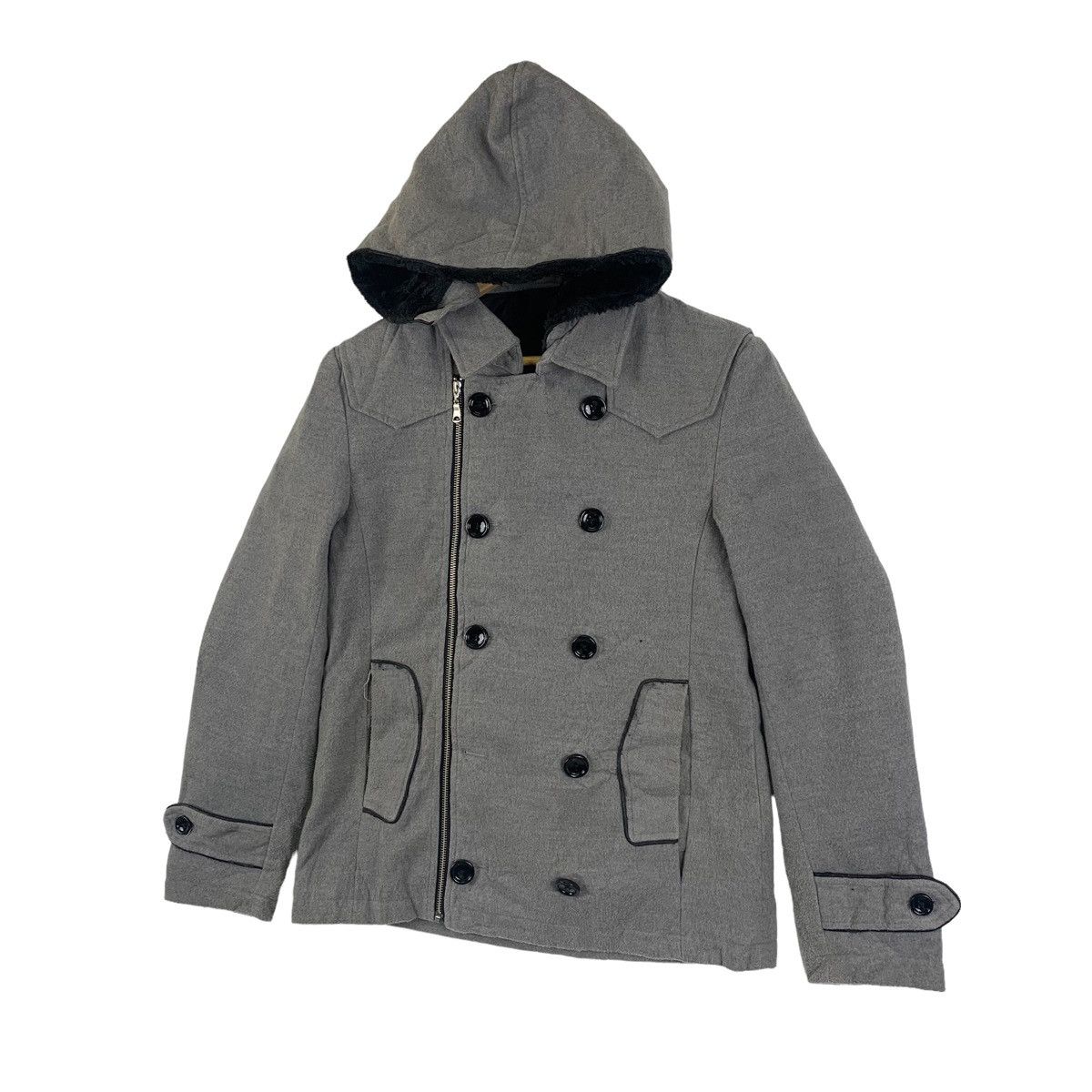 Japanese Brand × Vintage SEMANTIC DESIGN Japanese Brand Wool Hoodie Coats Jacket Size US S / EU 44-46 / 1 - 4 Thumbnail