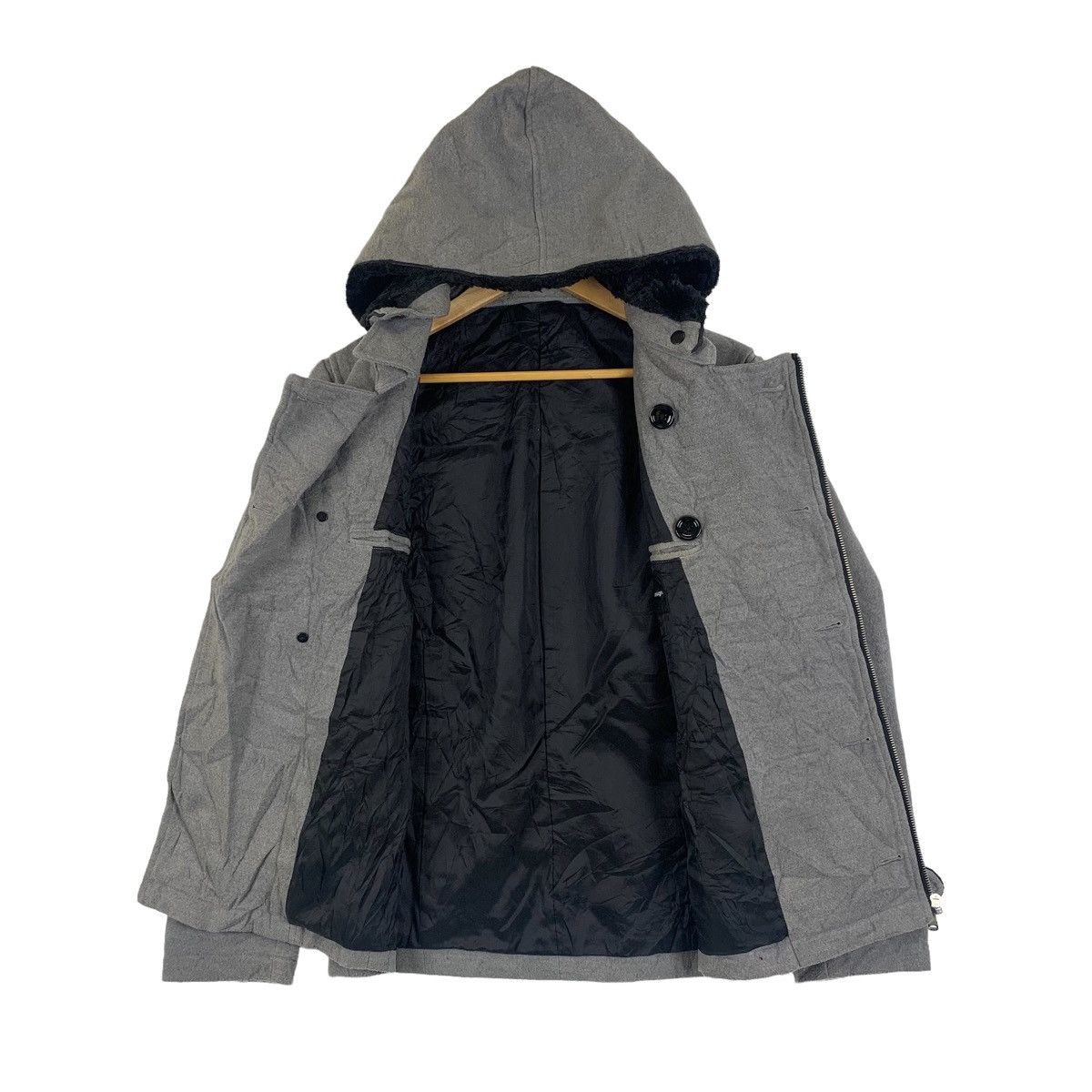 Japanese Brand × Vintage SEMANTIC DESIGN Japanese Brand Wool Hoodie Coats Jacket Size US S / EU 44-46 / 1 - 3 Thumbnail
