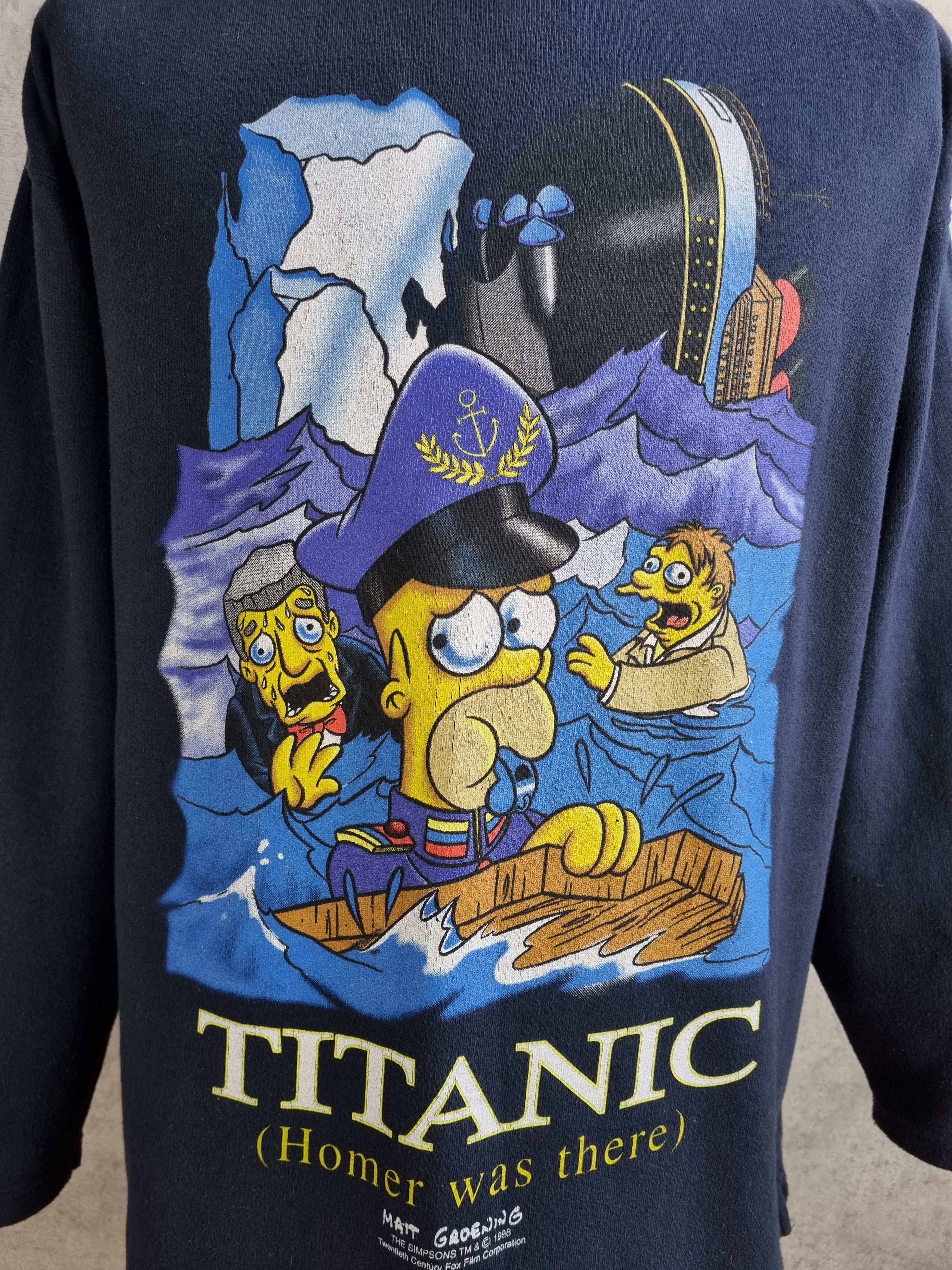 Cartoon Network × The Simpsons Rare 98s Vintage Homer Titanic Matt Groening Sweatshirt Size US L / EU 52-54 / 3 - 3 Thumbnail