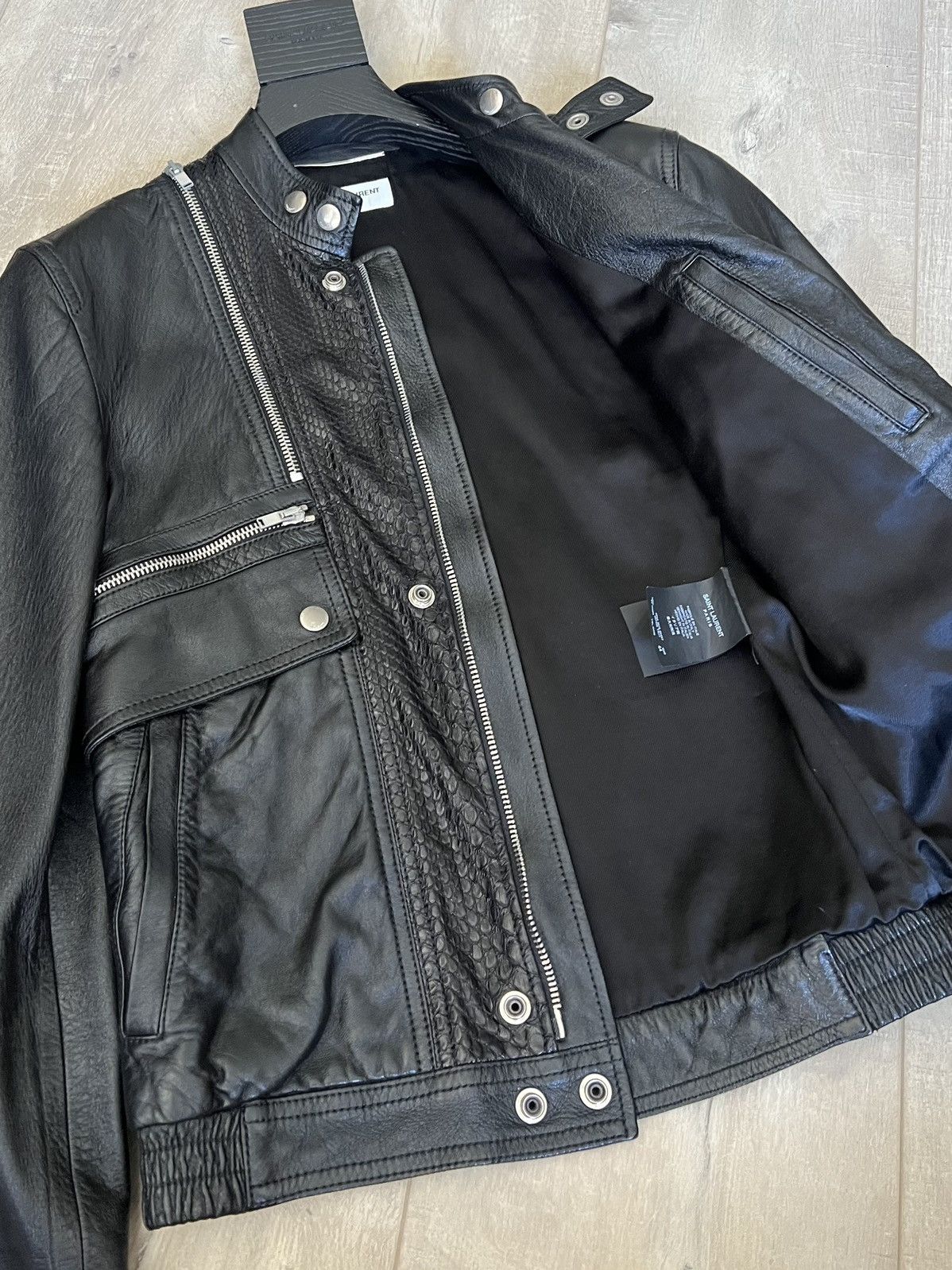 Hedi Slimane × Saint Laurent Paris 15FW Python Patch Aviator Leather Jacket Size US M / EU 48-50 / 2 - 8 Thumbnail