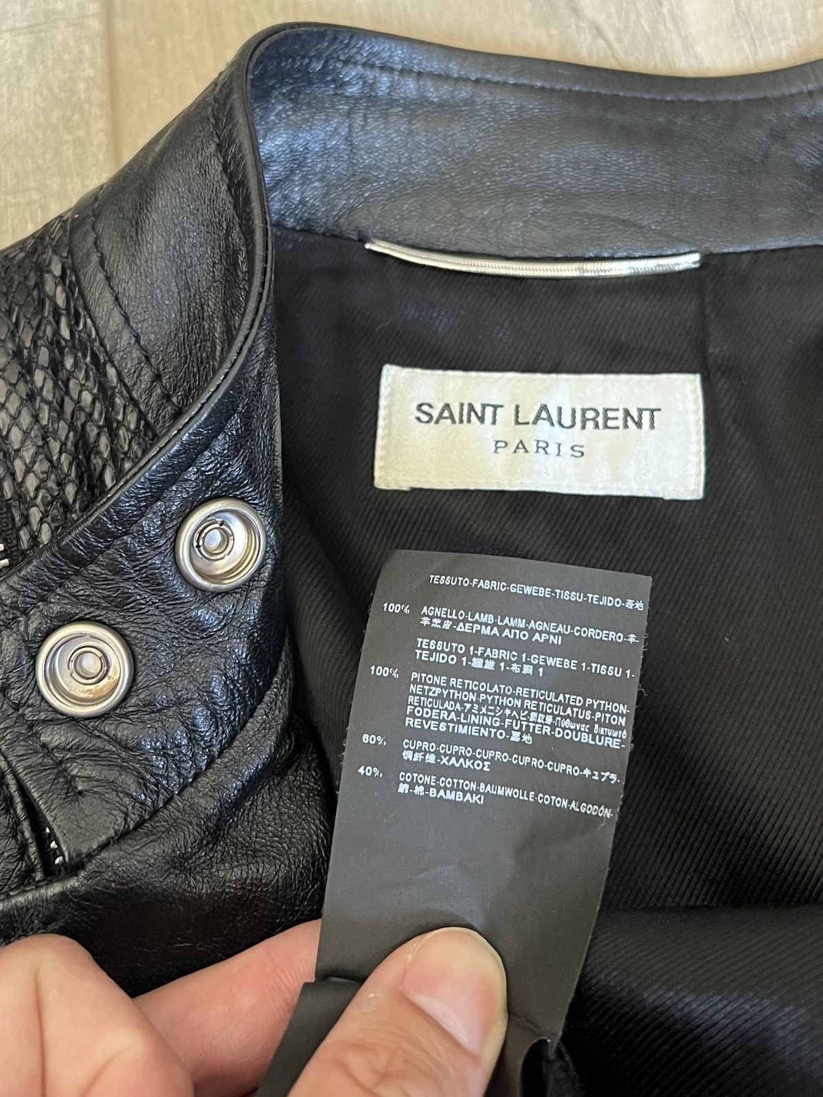 Hedi Slimane × Saint Laurent Paris 15FW Python Patch Aviator Leather Jacket Size US M / EU 48-50 / 2 - 10 Thumbnail