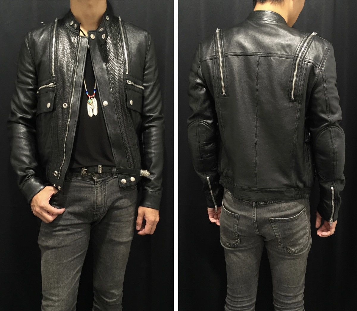 Hedi Slimane × Saint Laurent Paris 15FW Python Patch Aviator Leather Jacket Size US M / EU 48-50 / 2 - 11 Thumbnail