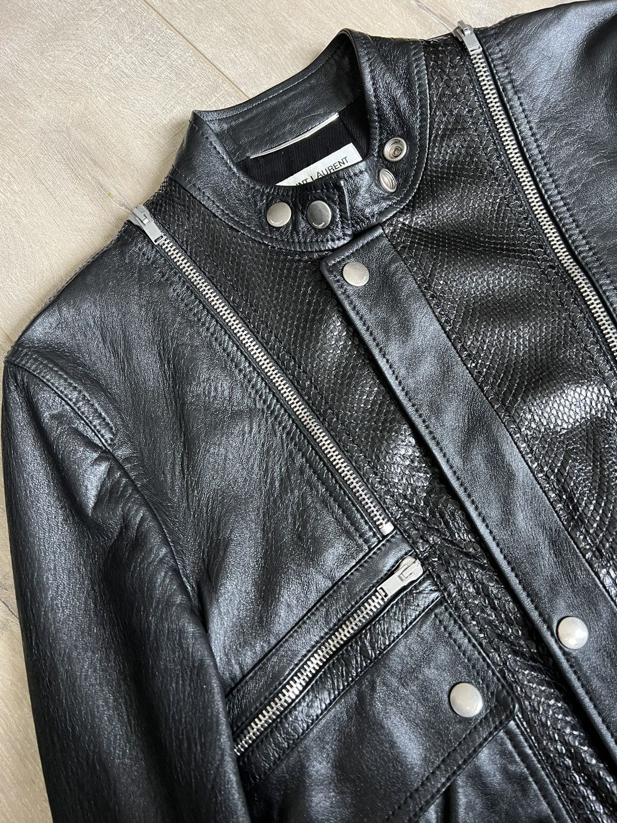 Hedi Slimane × Saint Laurent Paris 15FW Python Patch Aviator Leather Jacket Size US M / EU 48-50 / 2 - 2 Thumbnail