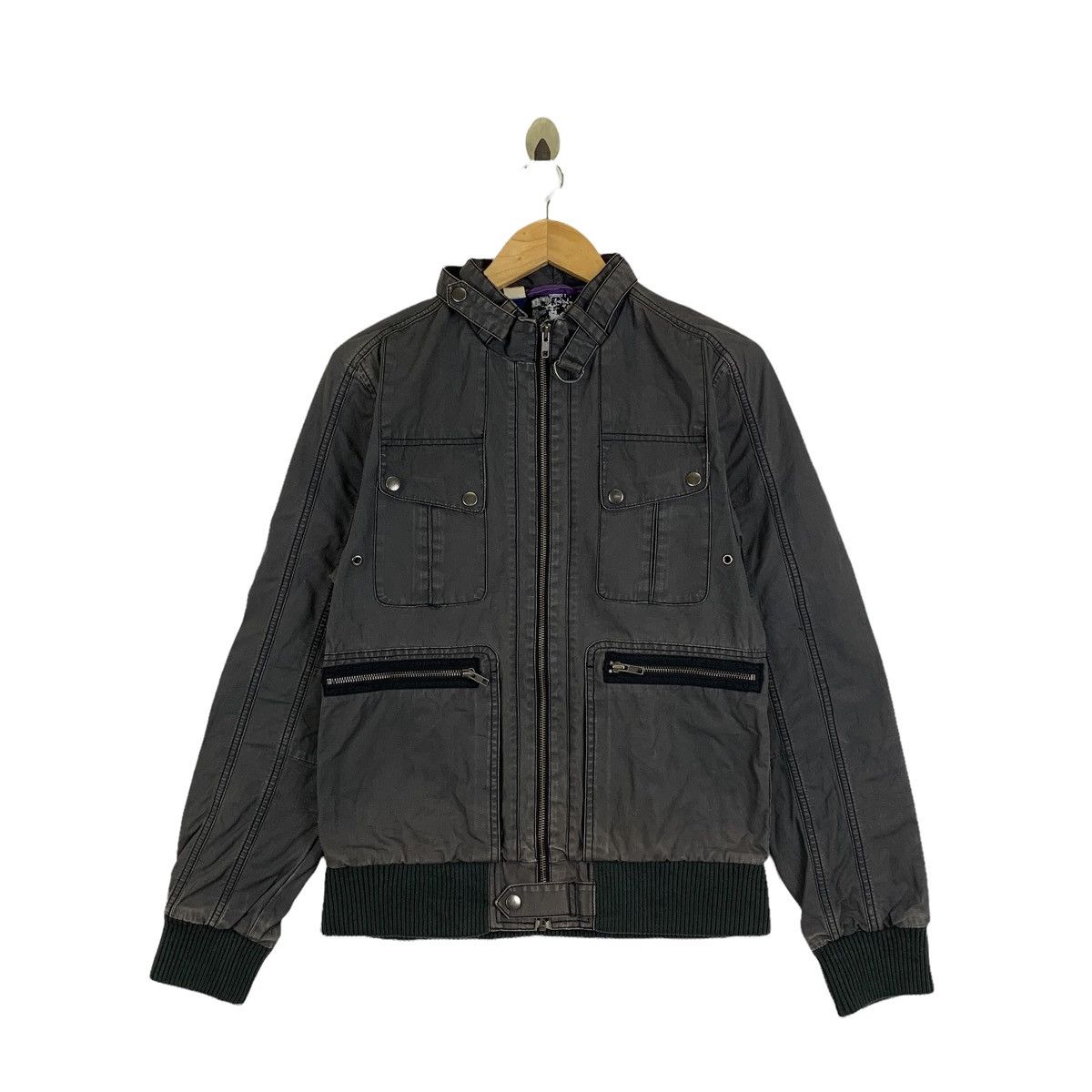 image of H&m Divided Zipper Bomber Jacket in Dark Grey, Men's (Size Small)