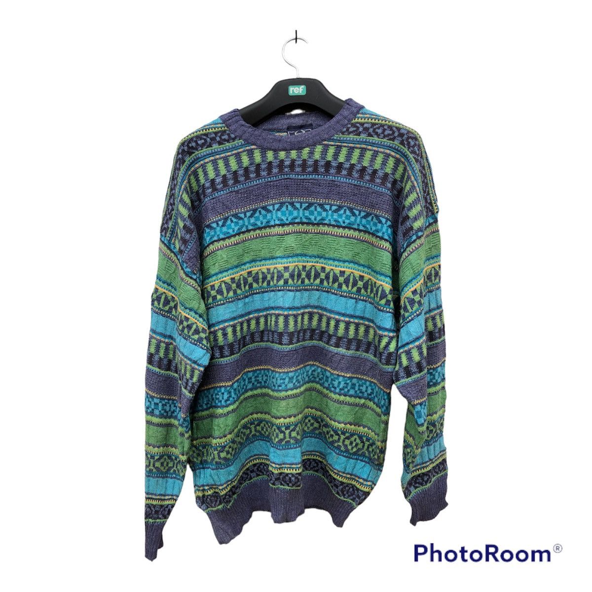 image of Coloured Cable Knit Sweater x Gian Marco Venturi Knitwear Sweater Navajo in Green (Size Medium)