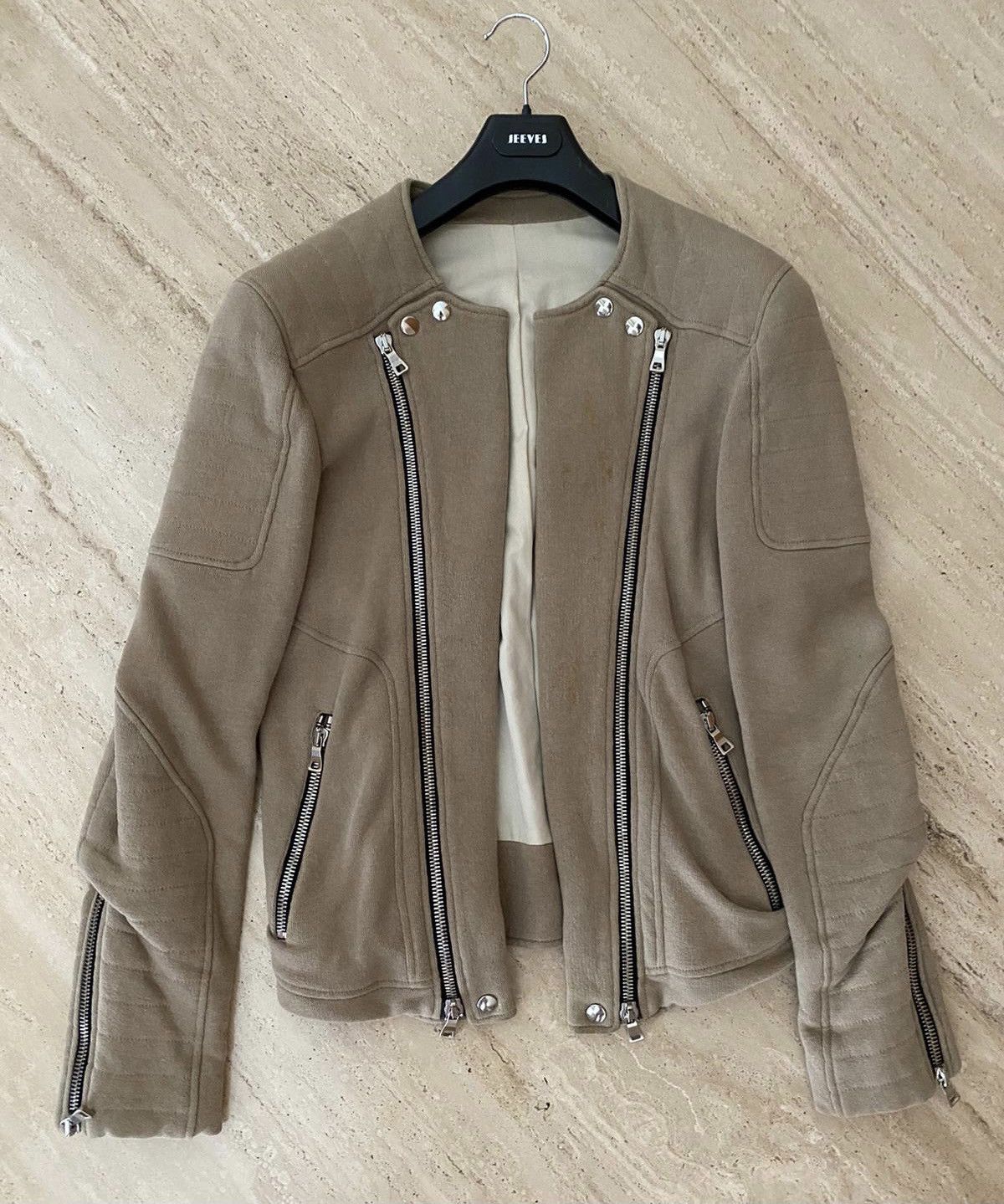 image of Balmain Bikery Cotton Biker Jacket in Brown, Men's (Size Medium)