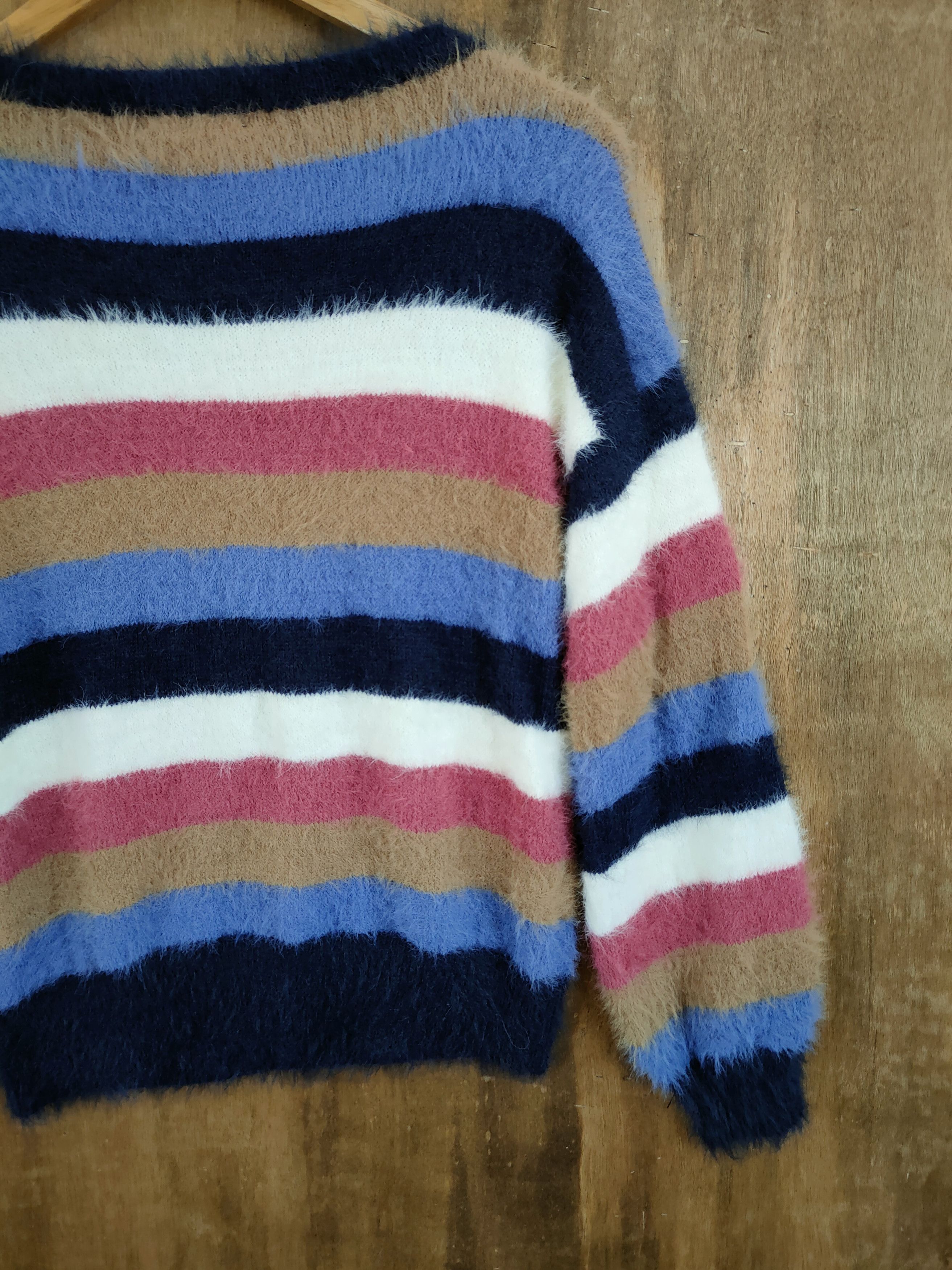 Hypebeast D Anap Mimpi stripe mohair fur shaggy knitwear#46-990 Size S / US 4 / IT 40 - 11 Thumbnail