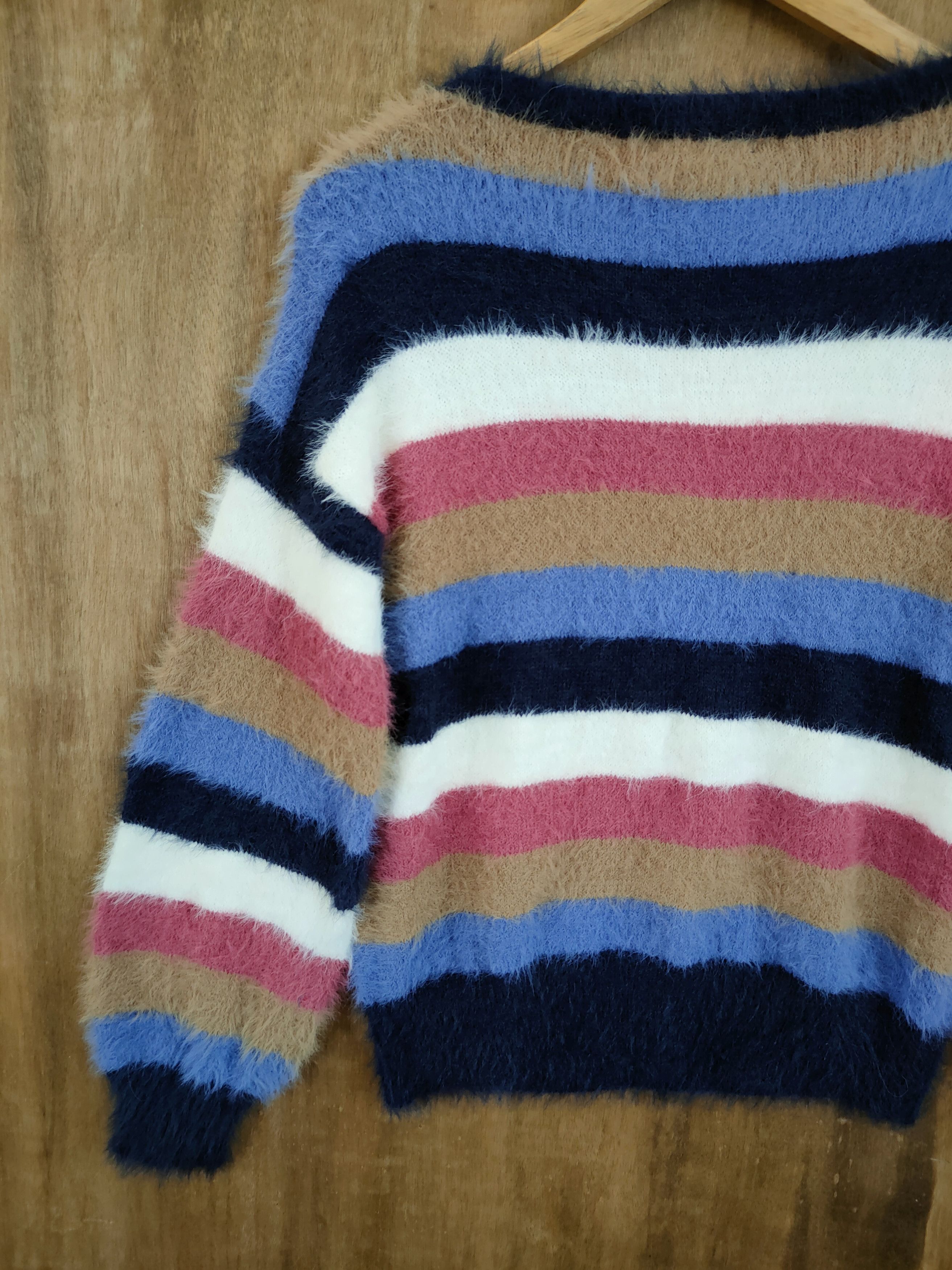 Hypebeast D Anap Mimpi stripe mohair fur shaggy knitwear#46-990 Size S / US 4 / IT 40 - 10 Thumbnail