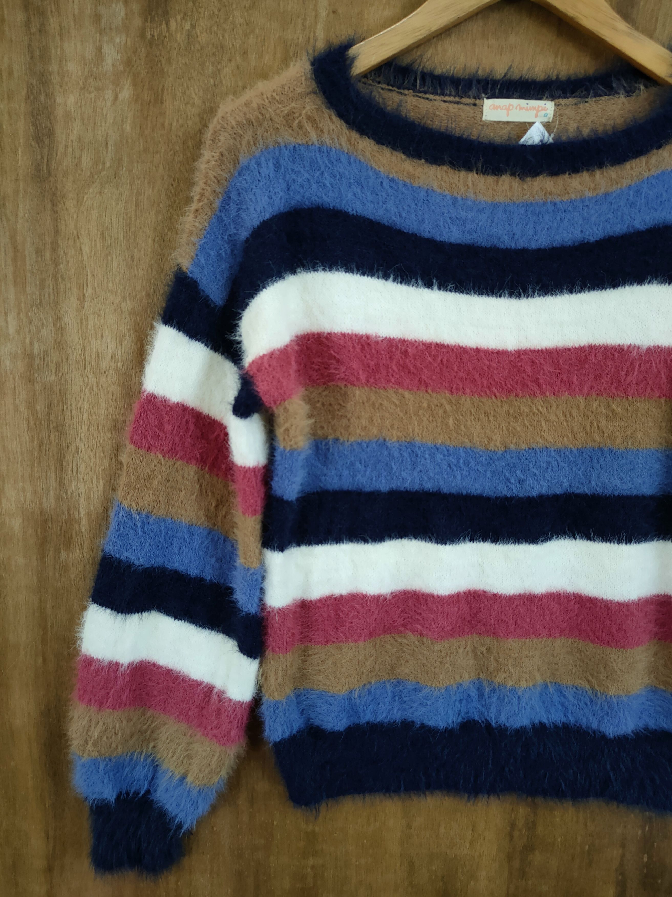 Hypebeast D Anap Mimpi stripe mohair fur shaggy knitwear#46-990 Size S / US 4 / IT 40 - 2 Thumbnail