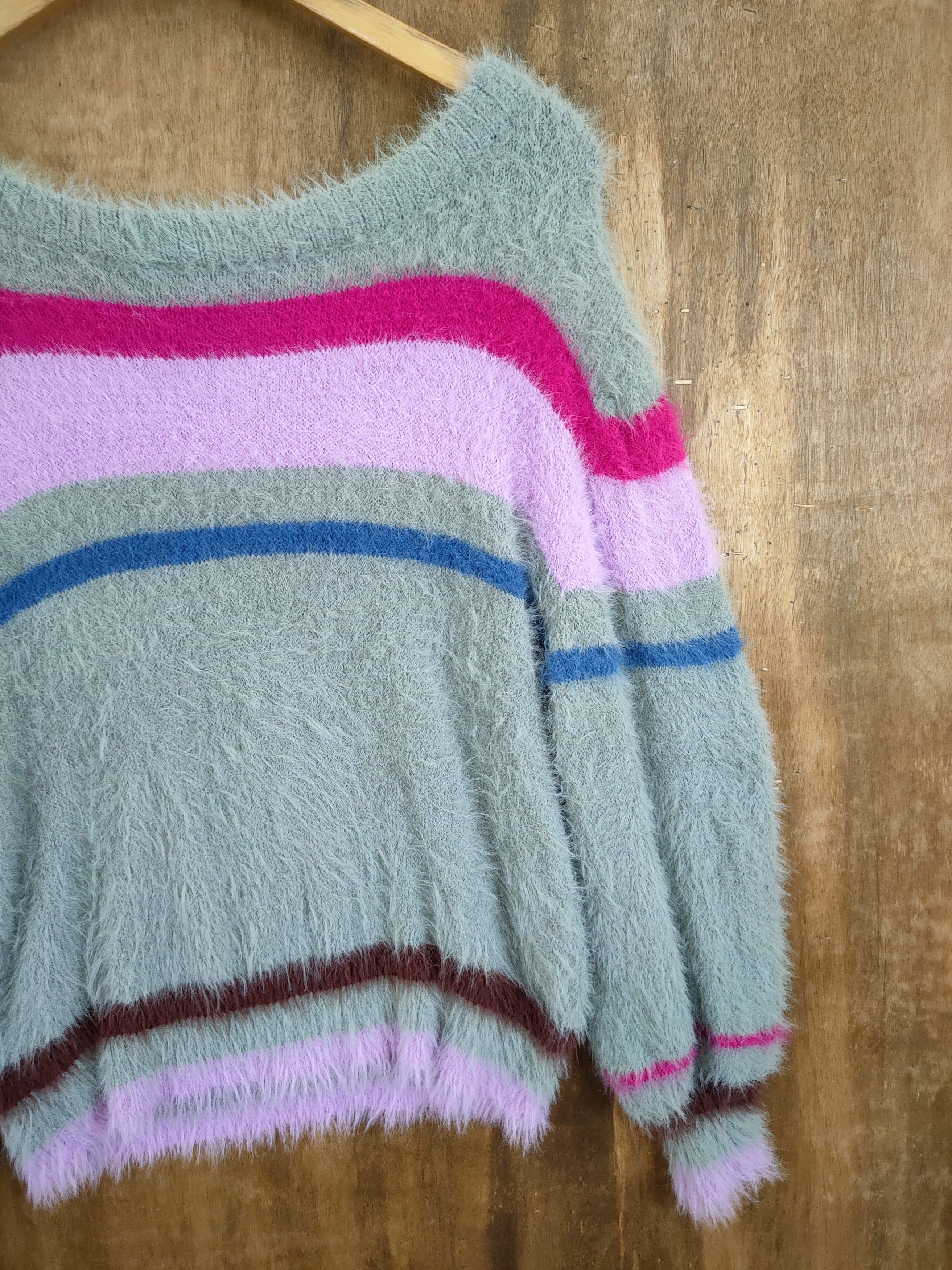 Grailed D Muse stripe rainbow mohair shaggy fur knitwear #46-989 Size M / US 6-8 / IT 42-44 - 14 Thumbnail