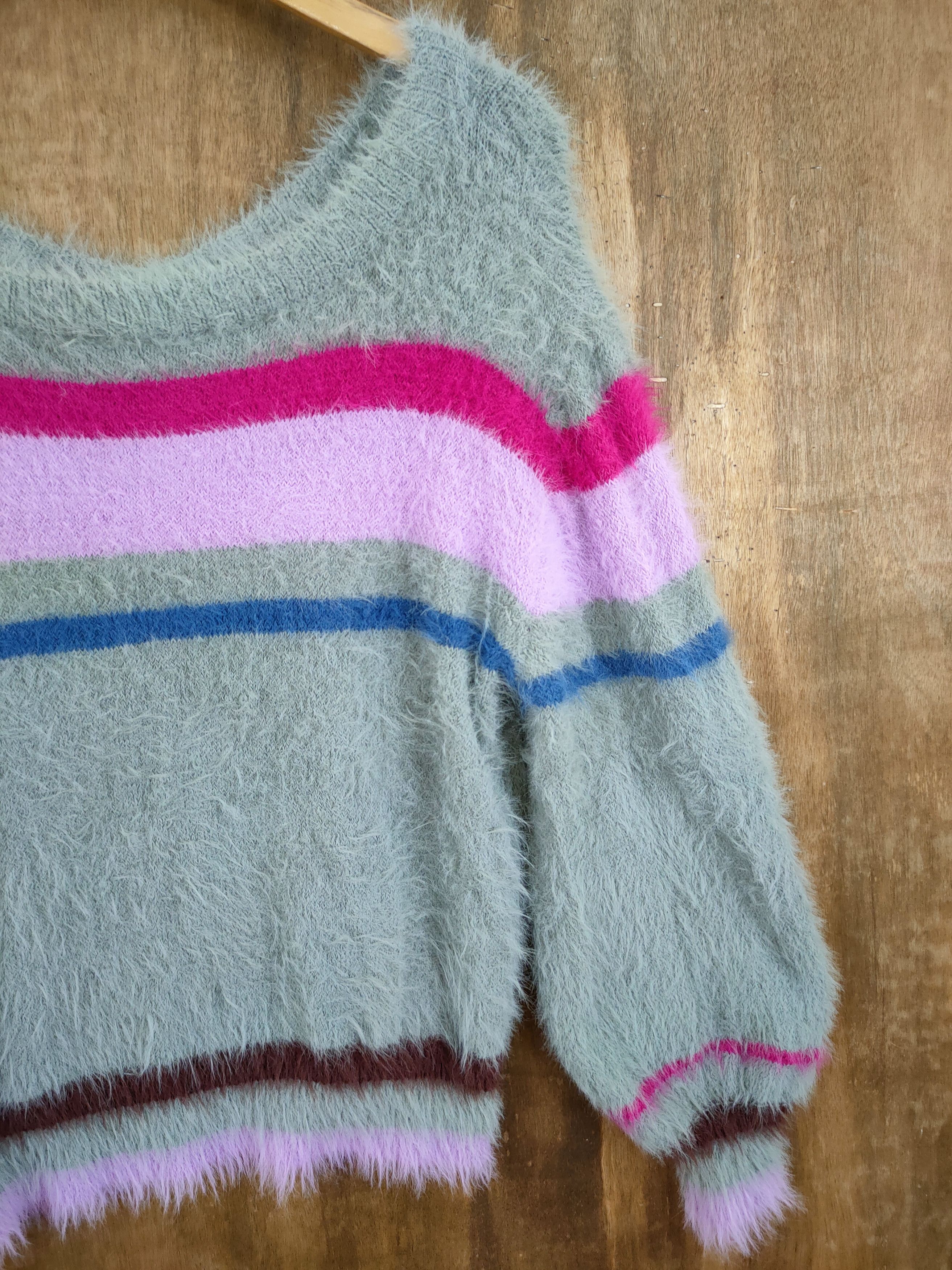 Grailed D Muse stripe rainbow mohair shaggy fur knitwear #46-989 Size M / US 6-8 / IT 42-44 - 3 Thumbnail
