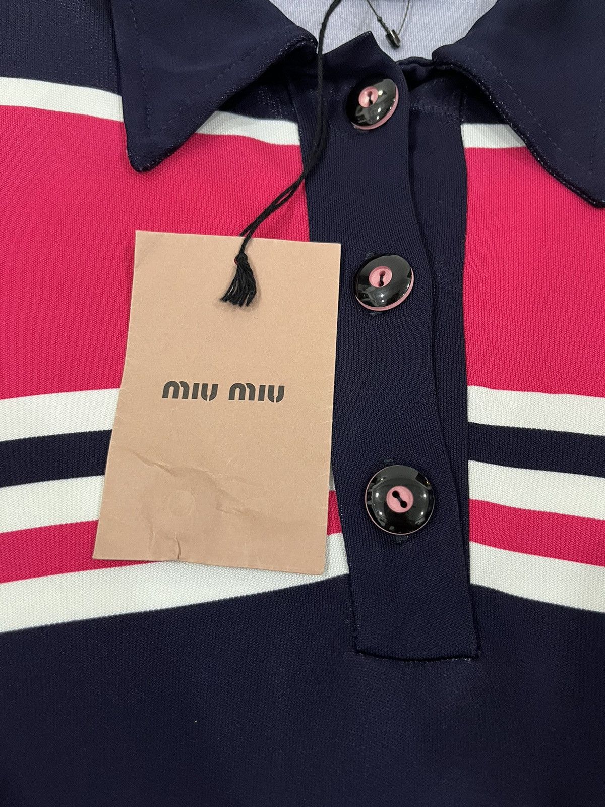 Other New‼️MIU MIU 2017 Organzino Long Sleeve Dress Navy Blue Pink Size S / US 4 / IT 40 - 7 Thumbnail
