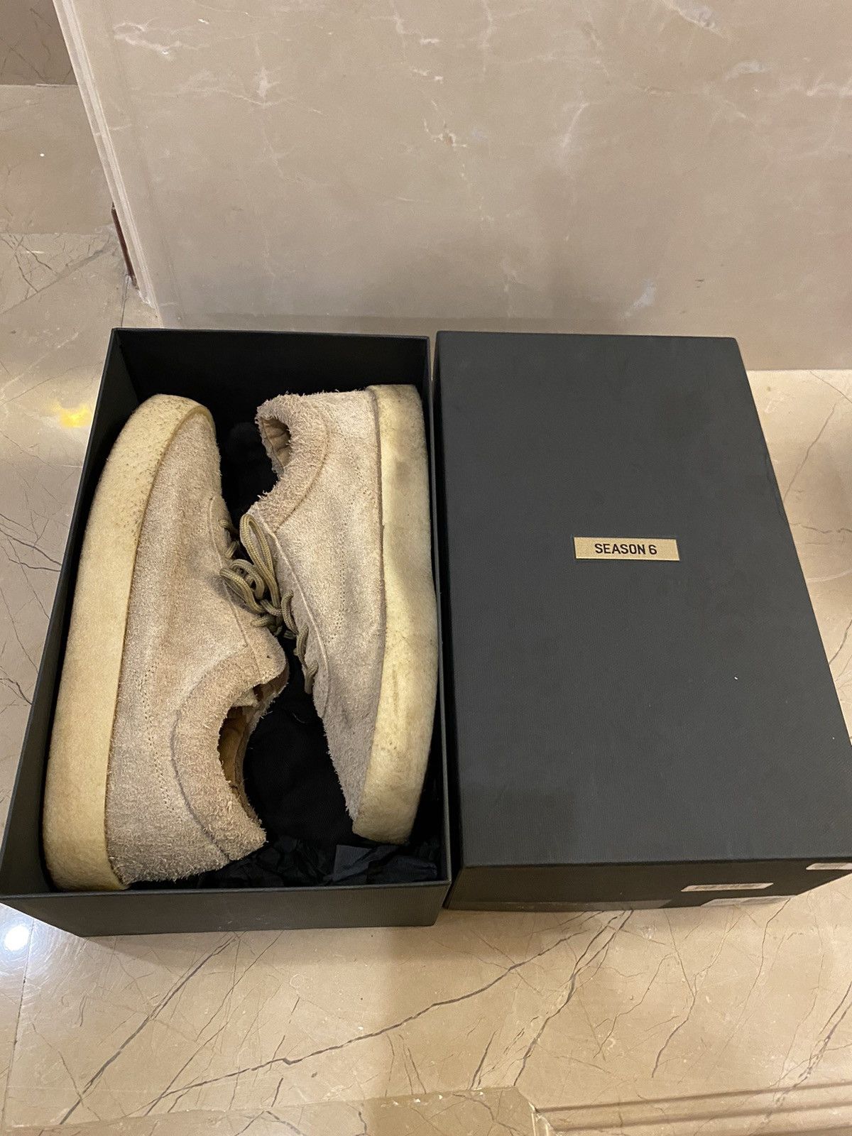 Yeezy Taupe Thick Shaggy Suede Crepe Sneaker Size US 10 / EU 43 - 4 Thumbnail