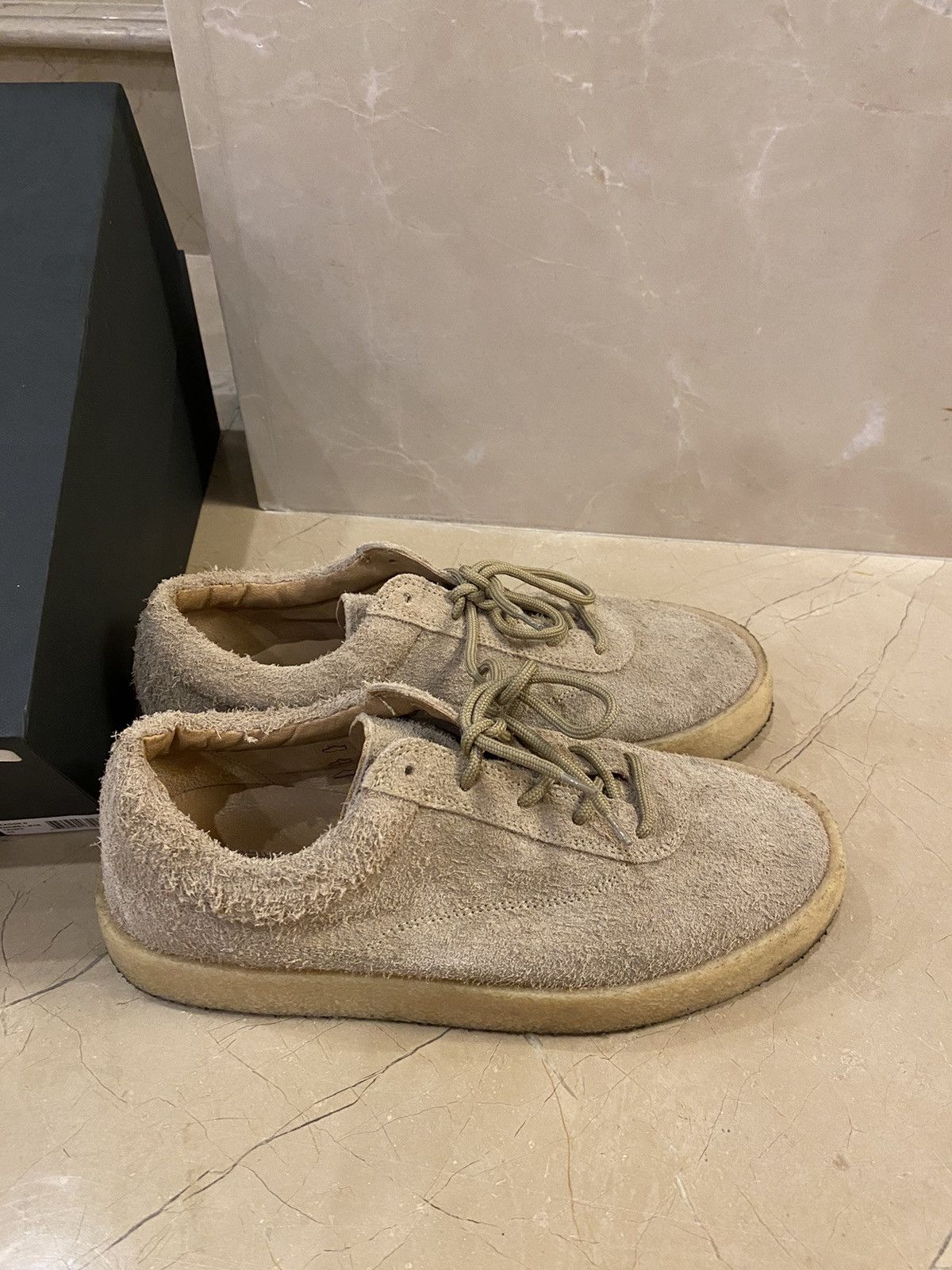Yeezy Taupe Thick Shaggy Suede Crepe Sneaker Size US 10 / EU 43 - 2 Thumbnail