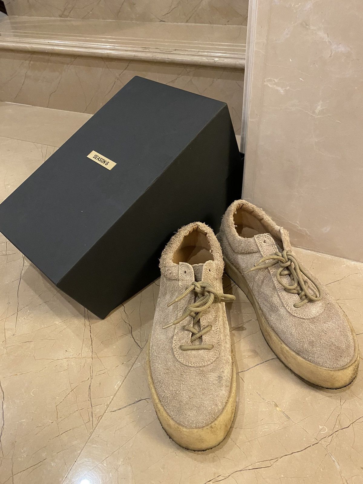 Yeezy Taupe Thick Shaggy Suede Crepe Sneaker Size US 10 / EU 43 - 1 Thumbnail