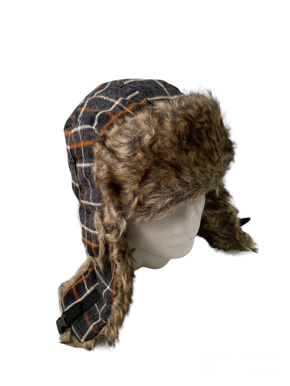 Japanese Brand Nice Checkered Style Trapper Hat Furry Like Size ONE SIZE - 2 Thumbnail